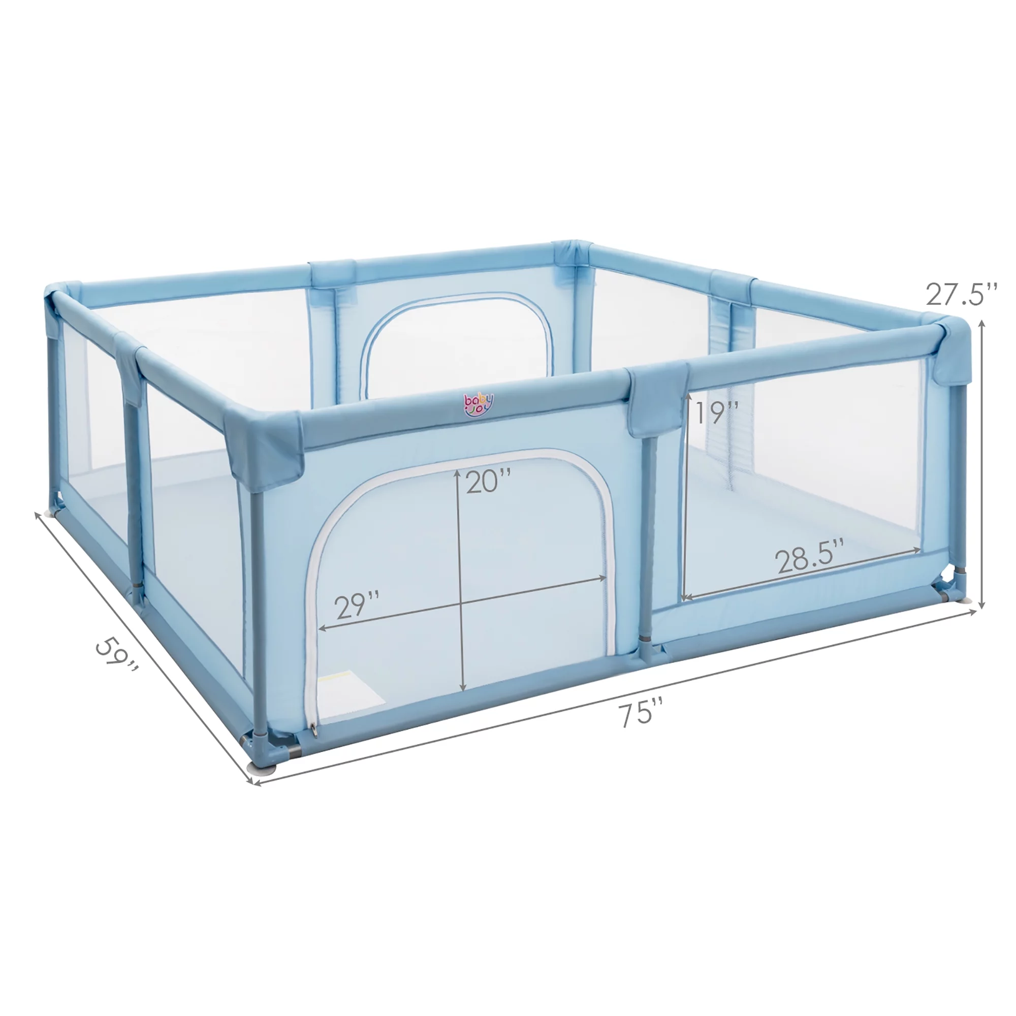 Babyjoy Playpen Extra Large Unisex Kids Baby Activity Center Safety Play Yard with Gate Gray - Womvr