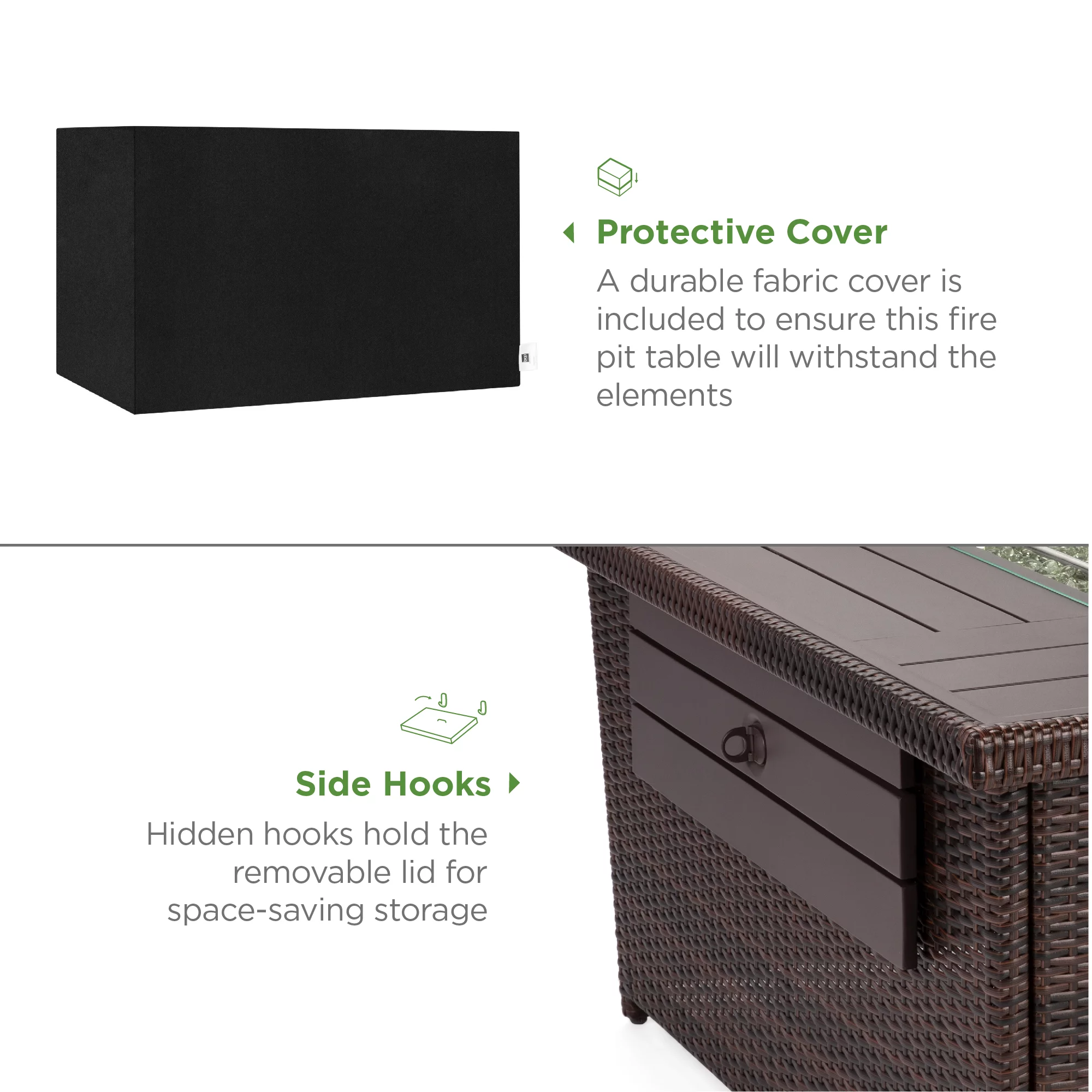 Best Choice Products 52in Wicker Propane Gas Fire Pit Table 50,000 BTU w/ Glass Wind Guard, Tank Holder, Cover - Gray - Womvr