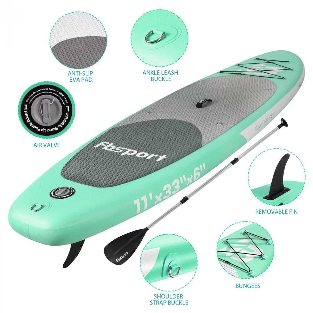 Fbsport Electric Inflatable Paddle Board, Stand UP Paddleboard 11' Length with Electric Pump SUP Accessories - Womvr