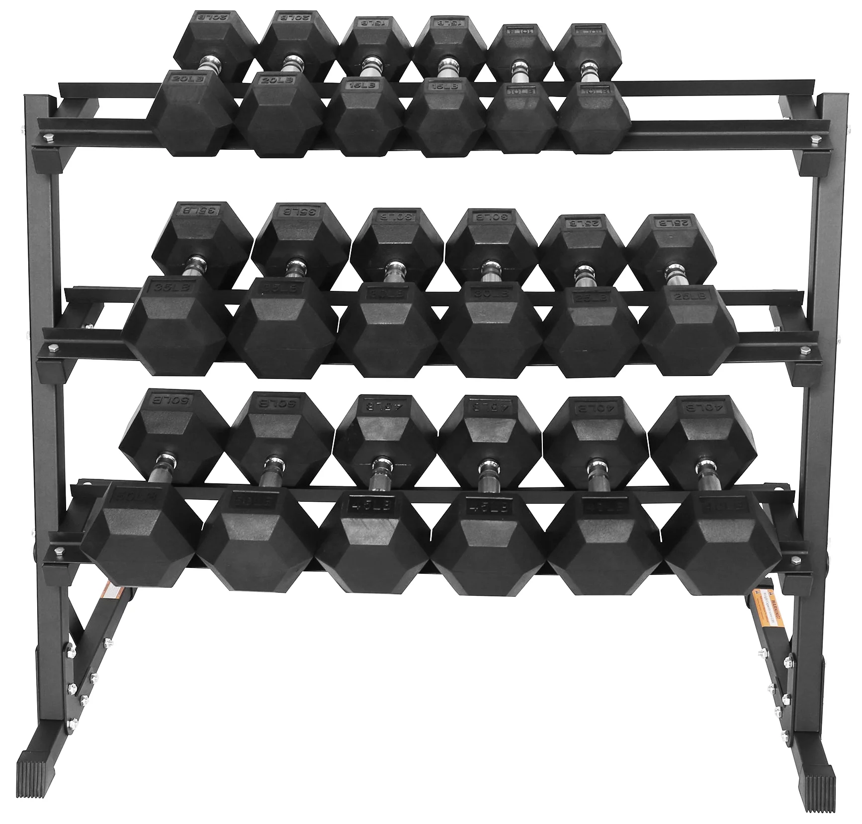 BalanceFrom 100LB Rubber Coated Hex Dumbbell Weight Set with A-Frame Rack, 5-20 lbs Pairs - Womvr