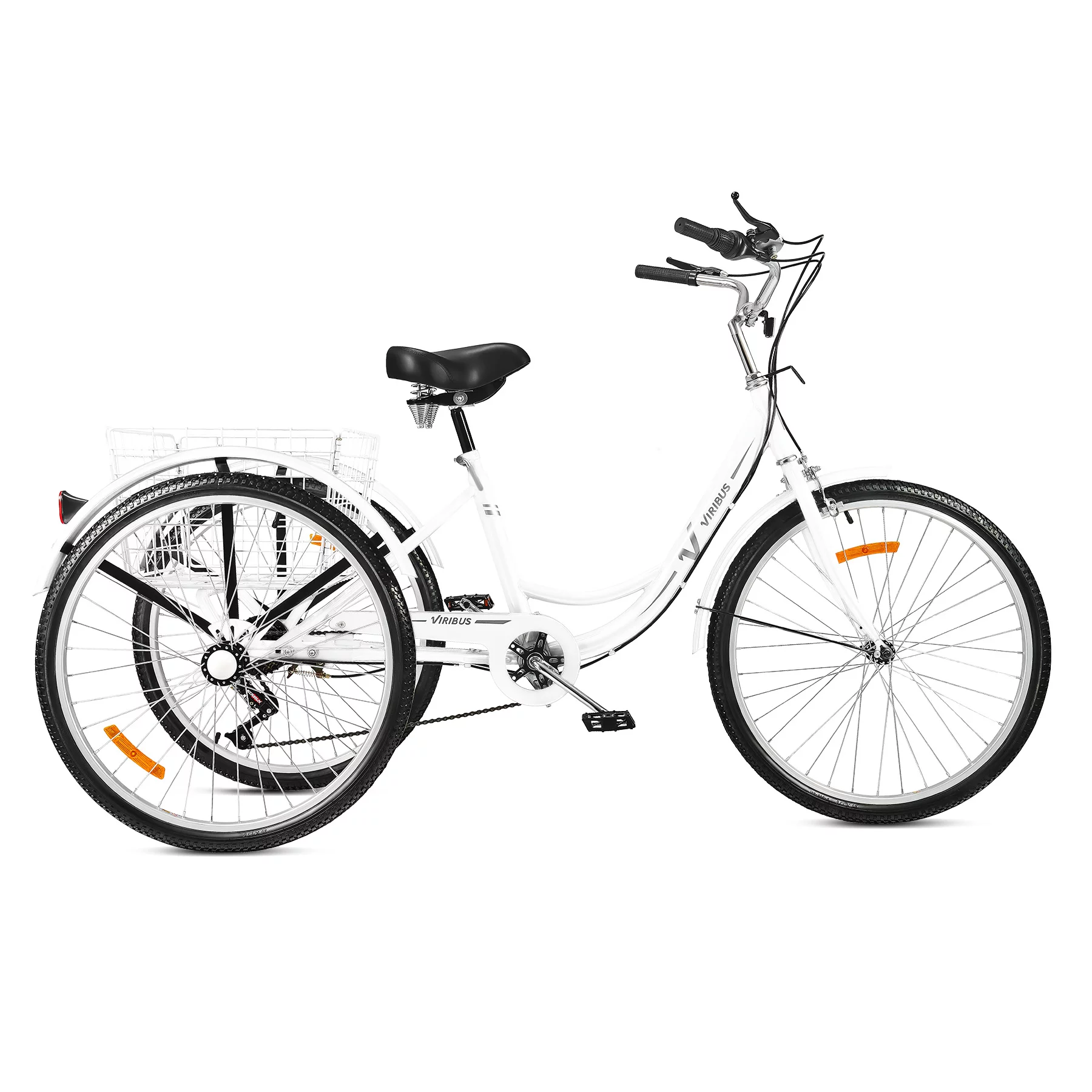 VIRIBUS 26 Inch Adult Tricycle 3 Wheel Bike with 7 Speeds & Basket for Men Women, Black - Womvr