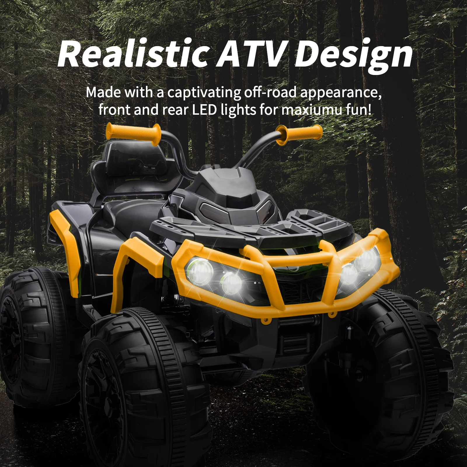 Outfunny 24V Kids 4 Wheeler, Electric ATV Quad Ride-on Toy for Big Kids Ages 3 and up - Womvr