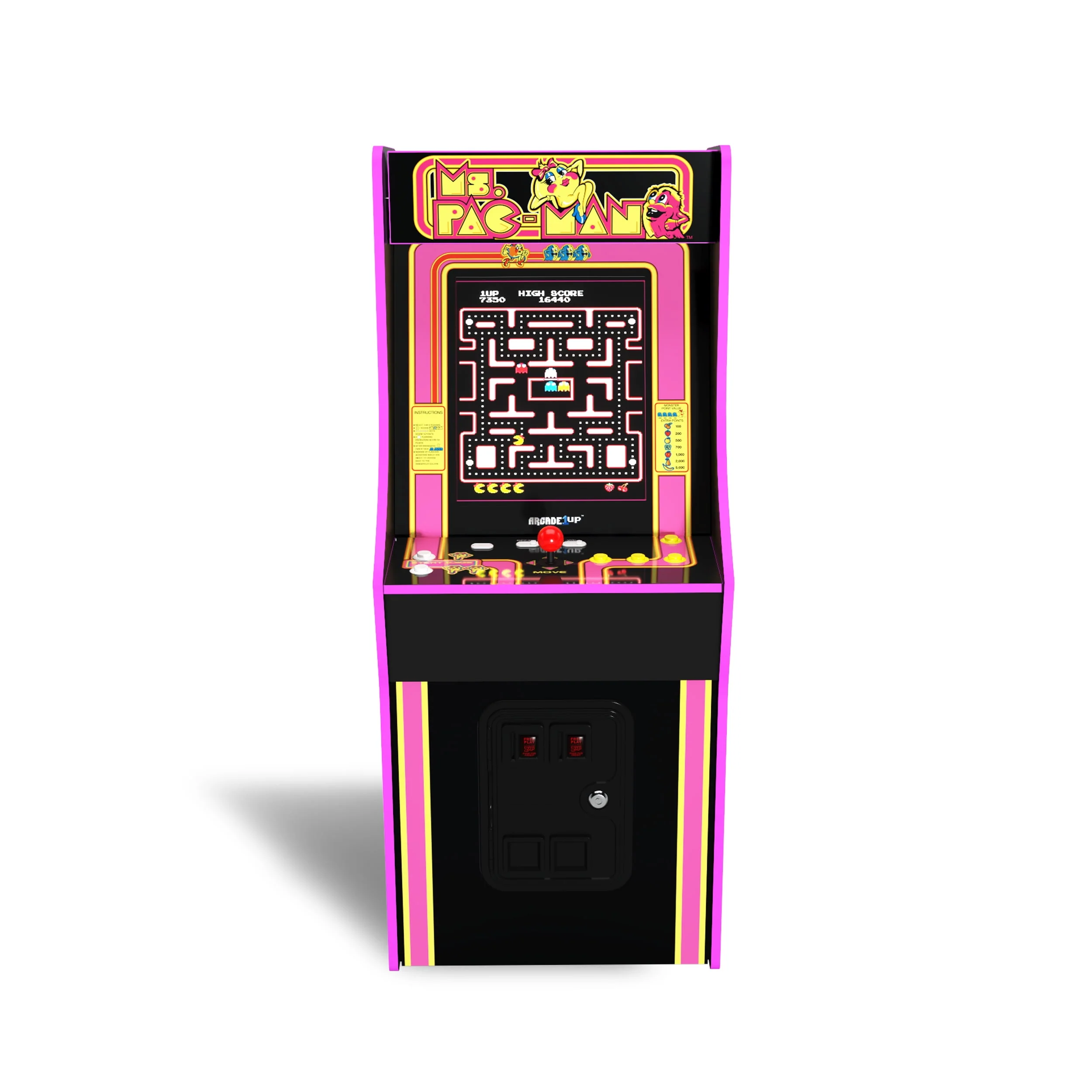 Arcade1Up Ms. PAC-MAN Classic Arcade Game, built for your home, 4-foot-tall stand-up cabinet, 14 classic games, and 17-inch screen - Womvr