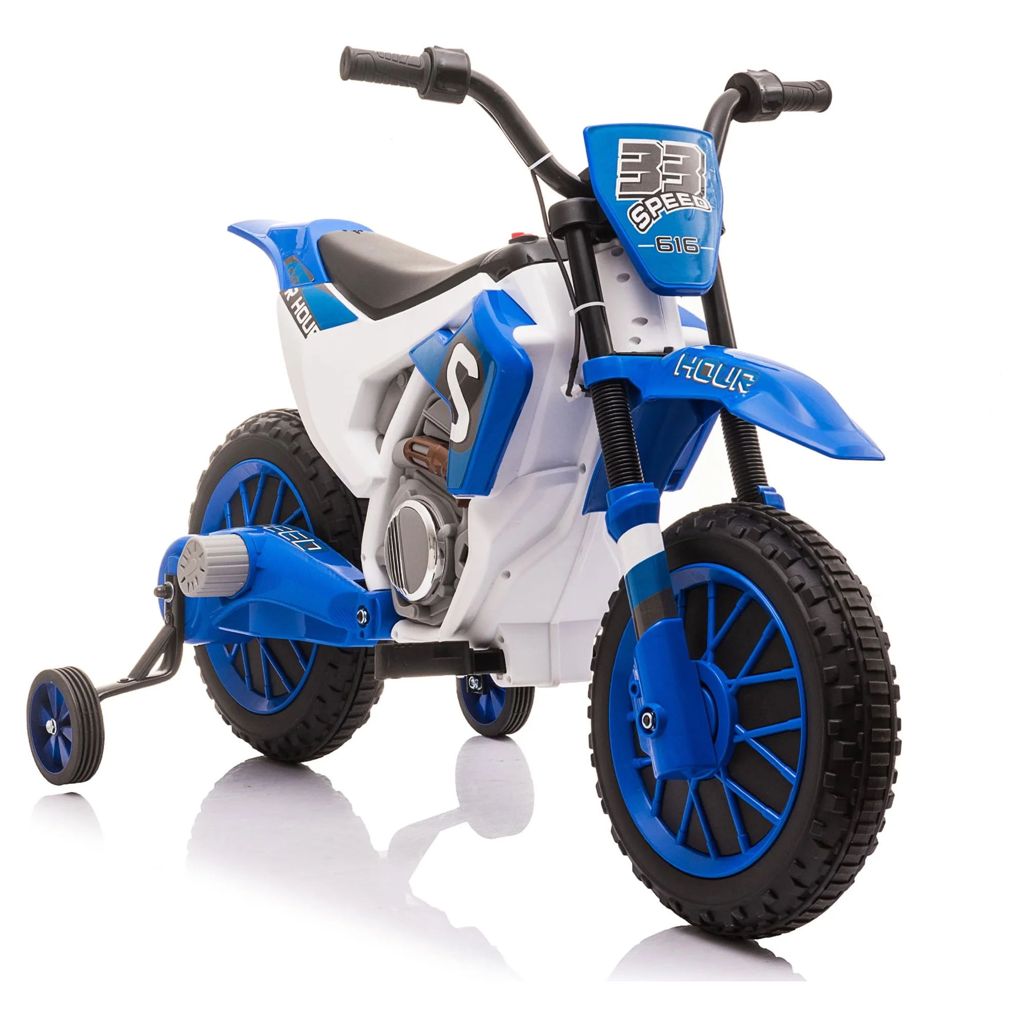 TOBBI 12V Kids Motorcycle off- Road Ride on Dirt Bike W/ Training Wheels, Age 3-8 Toddlers, Green - Womvr