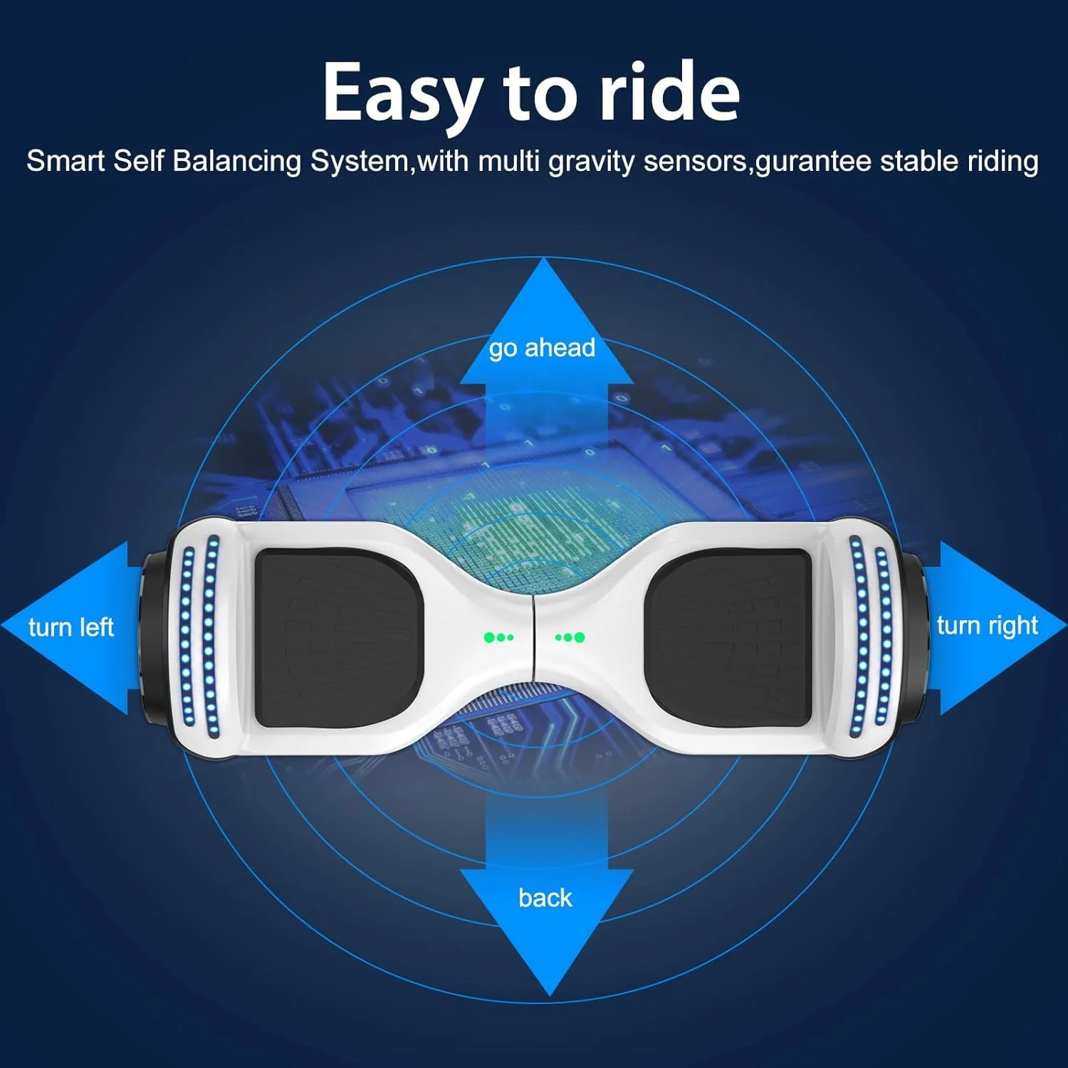 SISIGAD Hoverboard with Seat, 6.5 inch Hoverboard Go Kart Combo with Bluetooth Speaker & LED Lights for Kids Adults - Womvr