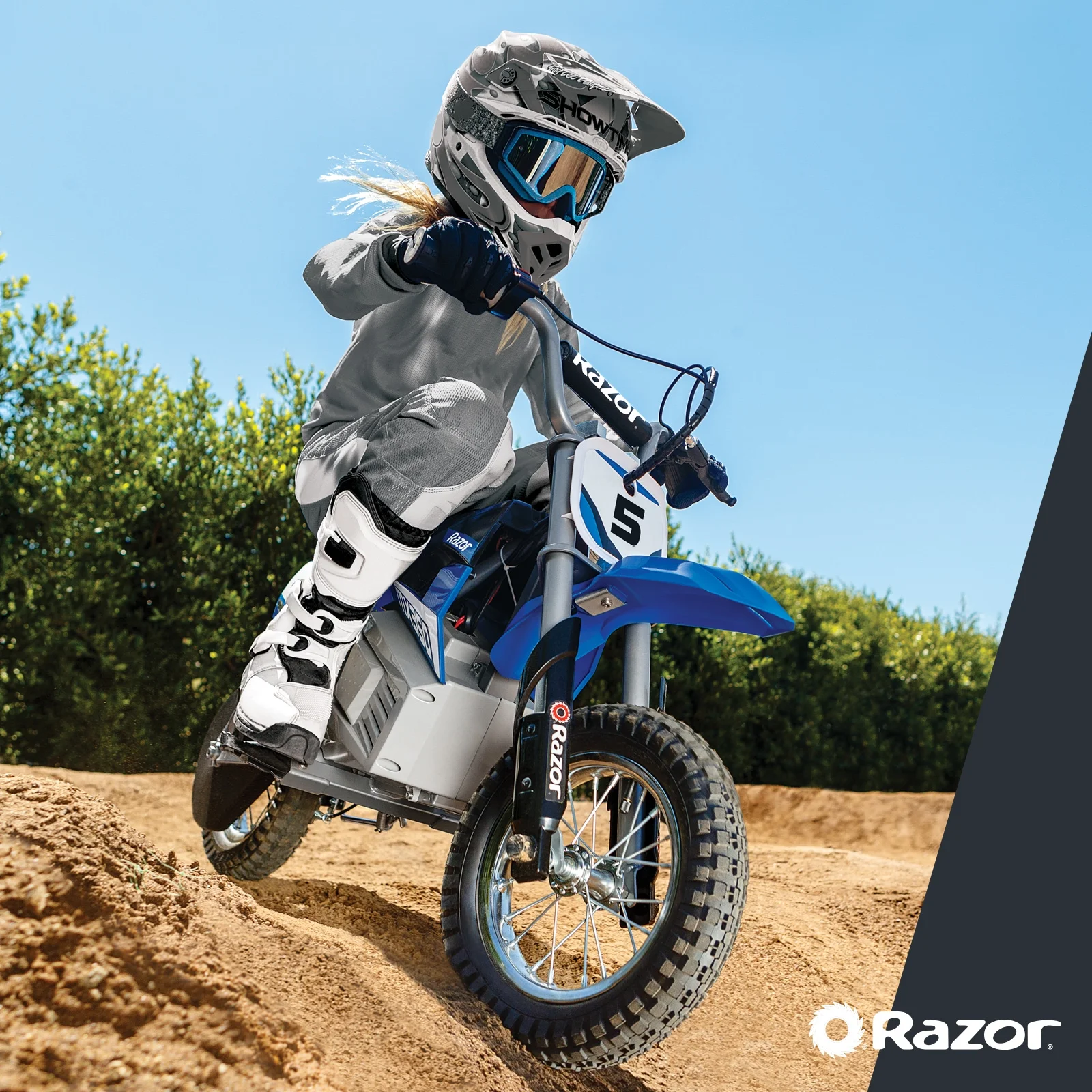 Razor Dirt Rocket MX350 - Black with Decals Included, 24V Electric-Powered Dirt Bike for Kids 13+ - Womvr