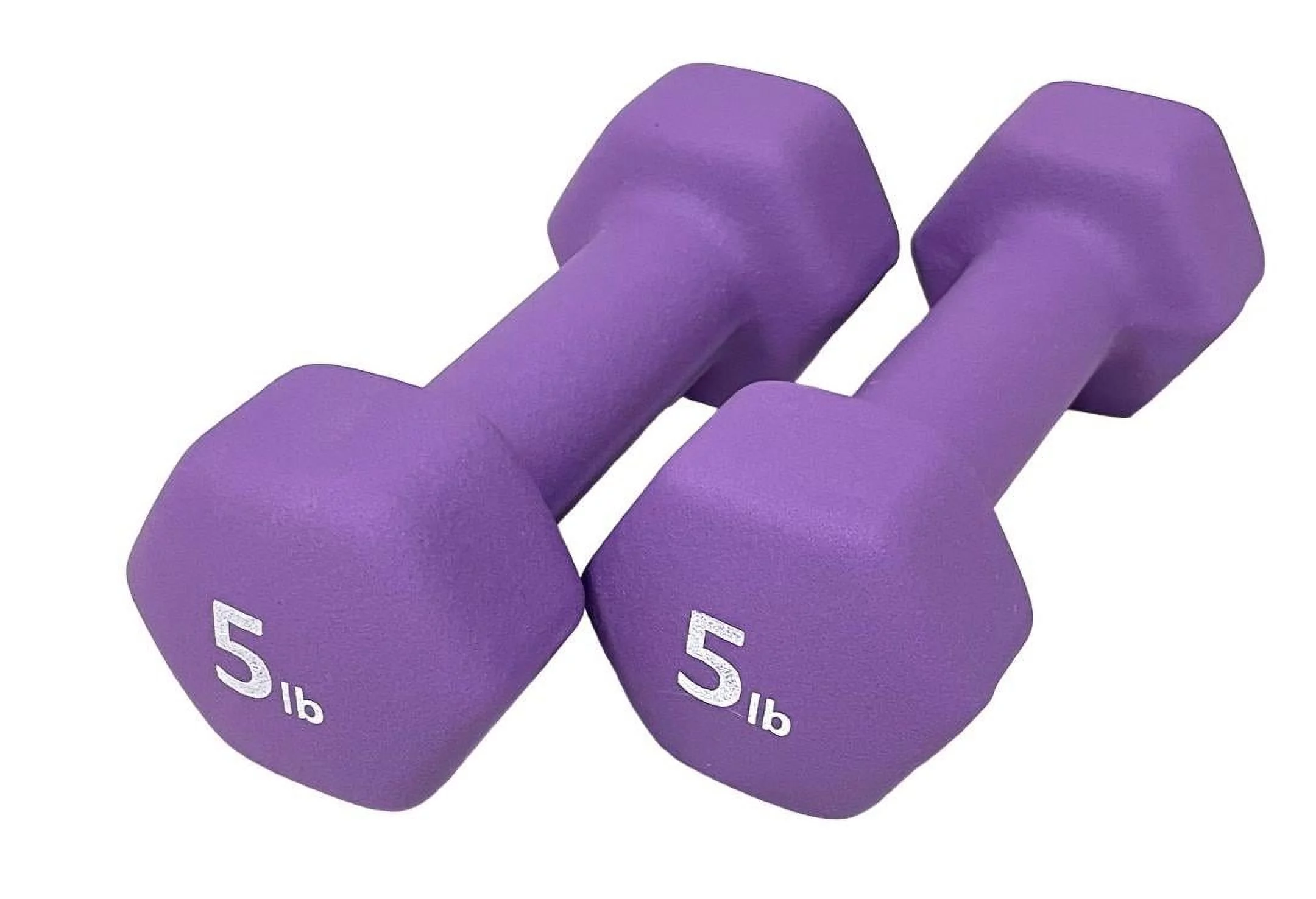 Rainforest Basics Neoprene 5 Lbs. Hex Dumbbells Hand Weights, Set of 2 - Womvr