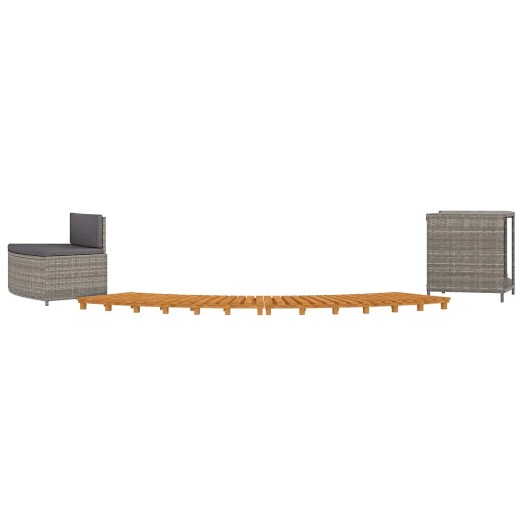 Irfora Spa Surround Gray Poly Rattan and Solid Wood Acacia - Womvr