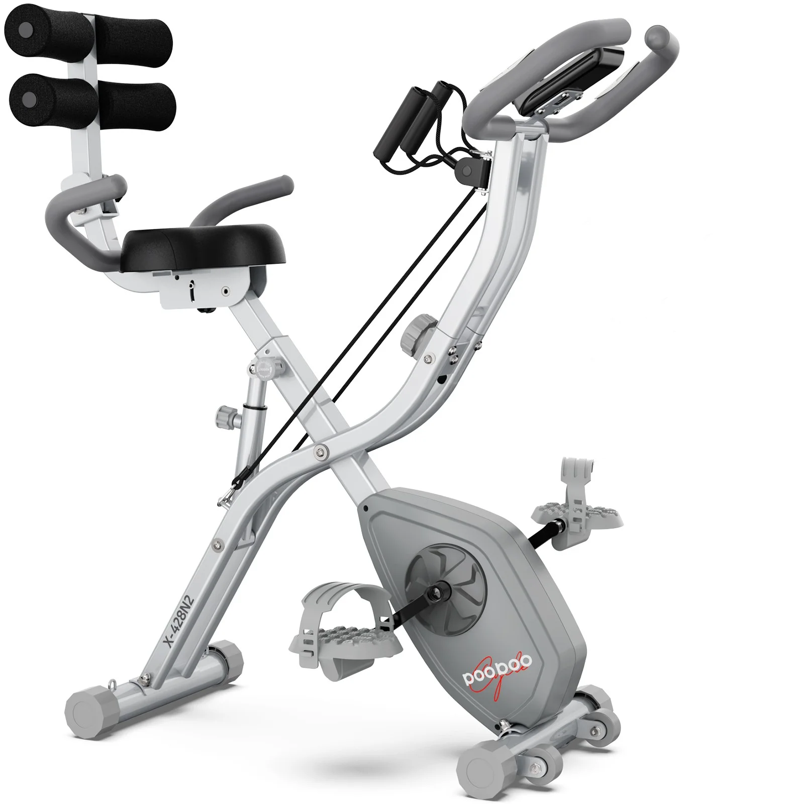 Pooboo 4in1 Foldable Exercise Bike Indoor Cycling Bike Magnetic Stationary Bike Exercise Bike 300lbs - Womvr