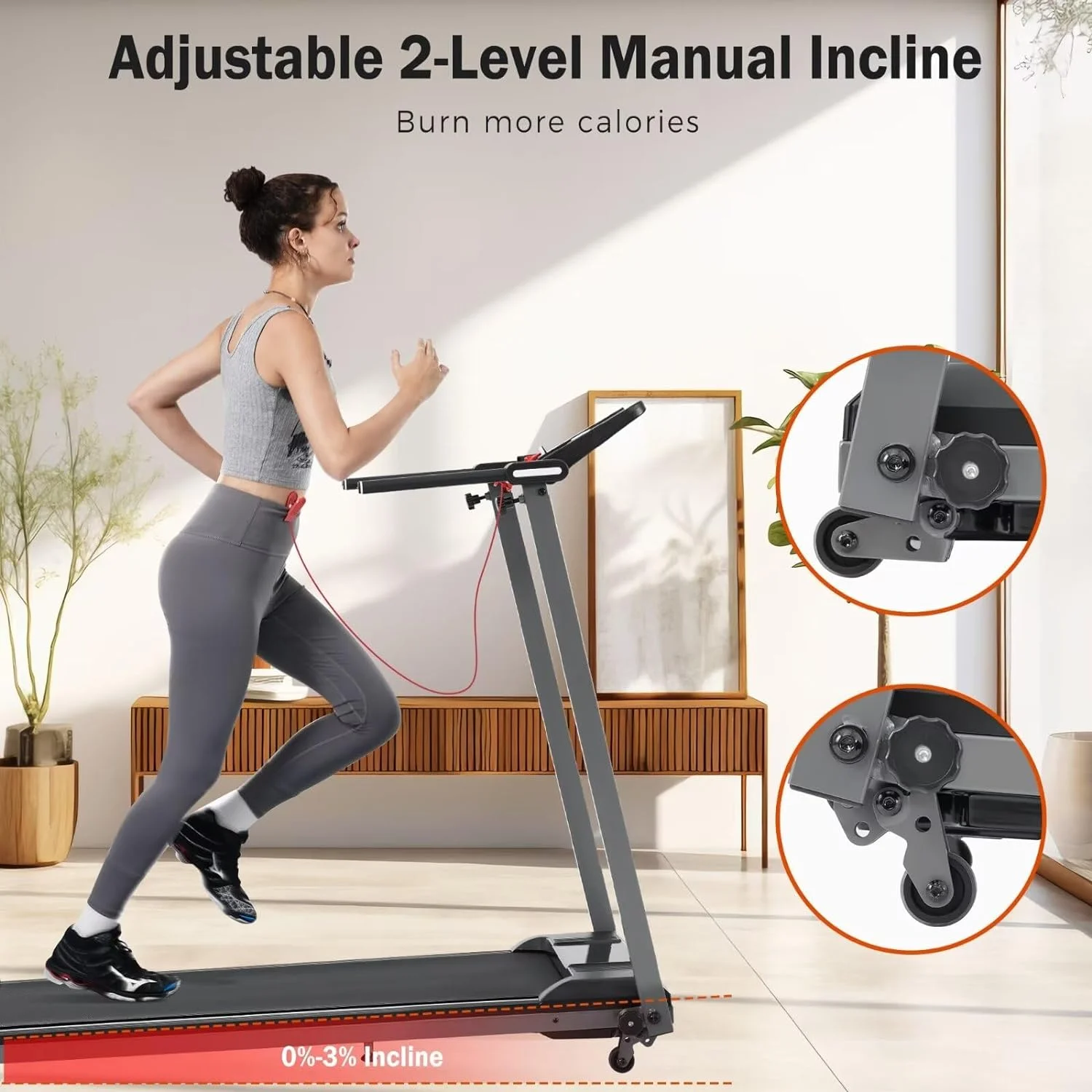 Folding Electric Treadmill Motorized Running Machine with Bluetooth Speaker 12 Perset Programs Walking Jogging Treadmill for Office Home Gym,Max Wight 300lb - Womvr