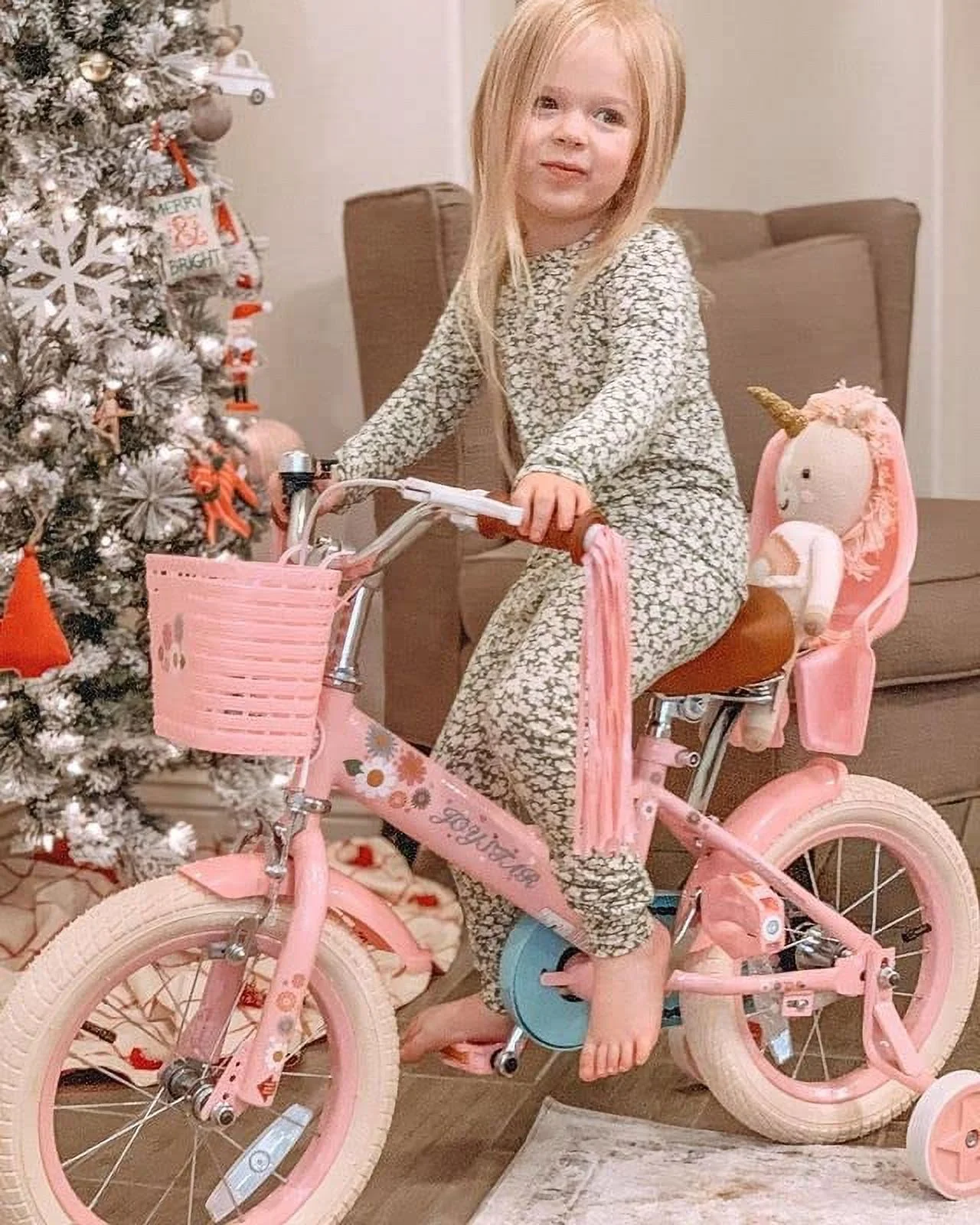 JOYSTAR Little Daisy 12 Inch Kids Bike for 2 3 4 Years Girls with Training Wheels Princess Kids Bicycle with Basket Bike Streamers Toddler Cycle Bikes Pink - Womvr