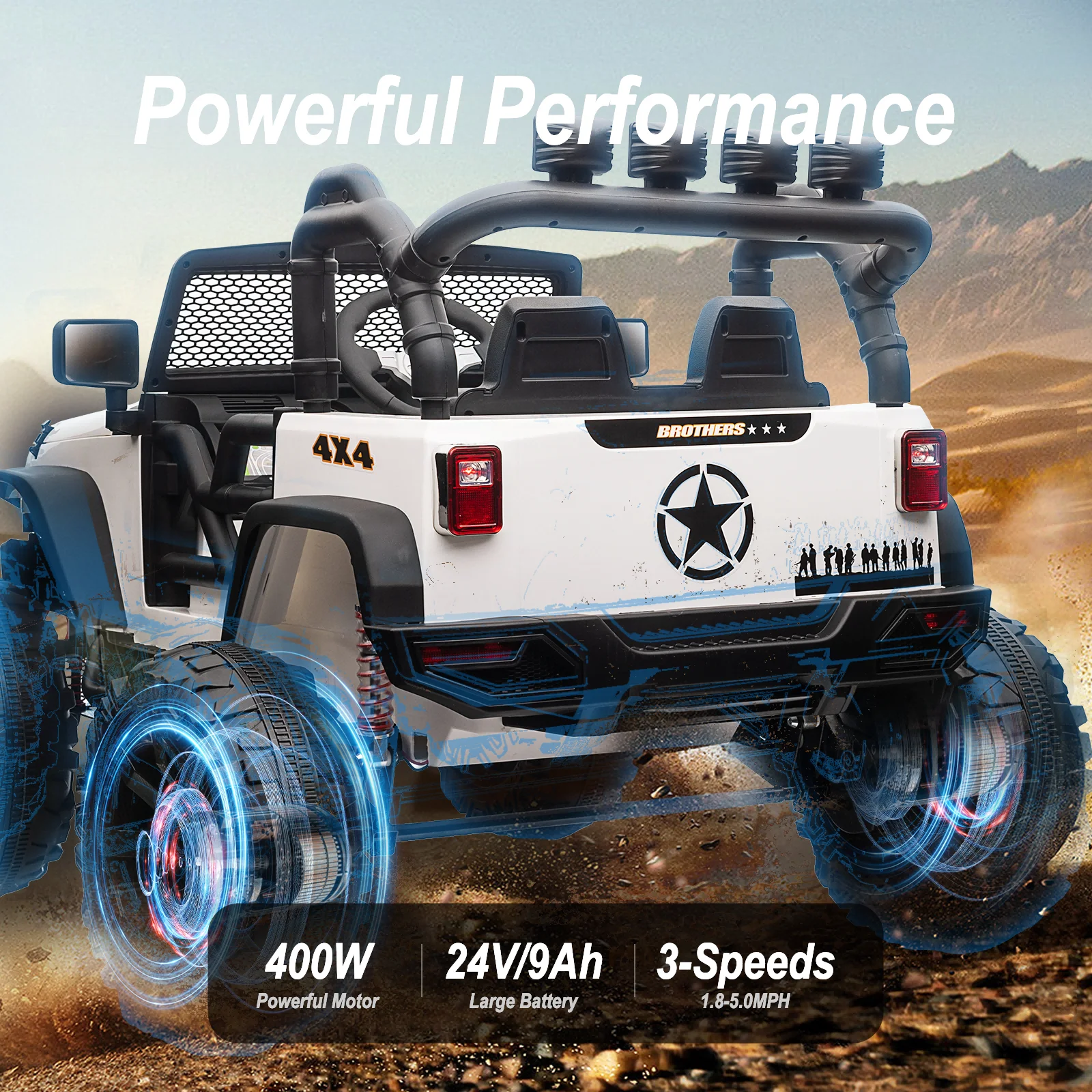 Hikiddo 24V Kids Ride on Truck, 2 Seater Powered Ride on Toy Car with Remote - Womvr