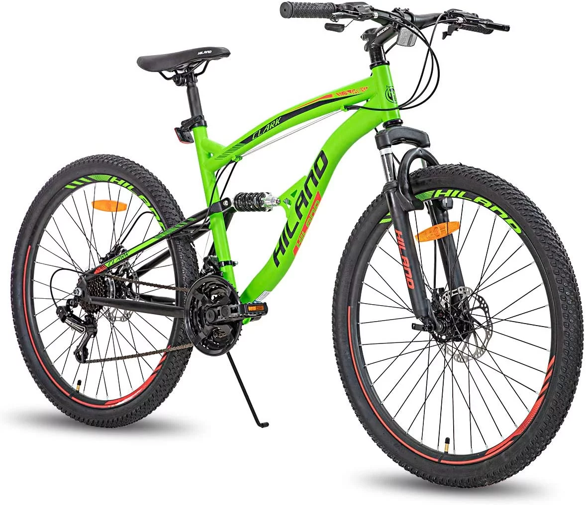 Hiland Full-Suspension Mountain Bike, Shimano 21 Speeds, 26 Inch Wheels, for Men Women MTB Bicycle Trail Bike, Green - Womvr