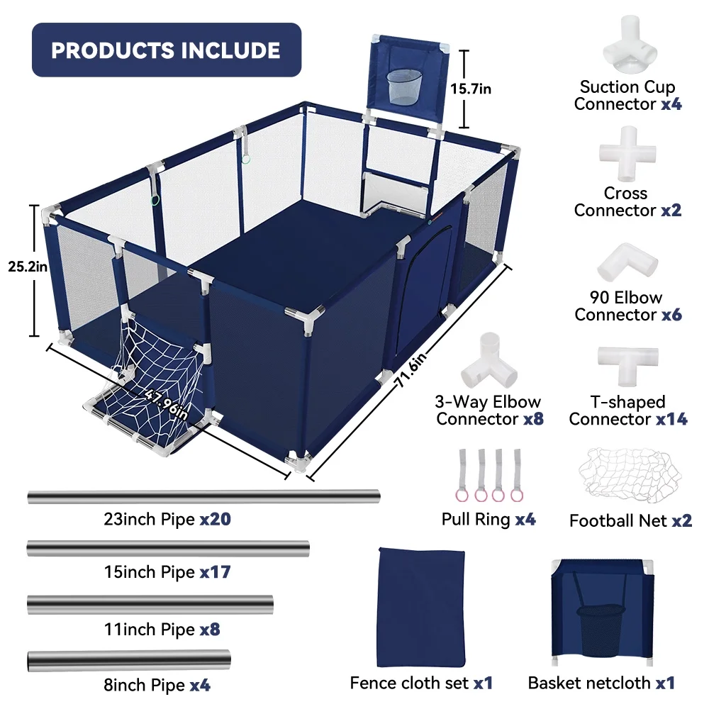 Baby Playpen,71x48inch Large Play Yard for Babies Toddlers, Sturdy Safety Baby Play Area, Gray - Womvr