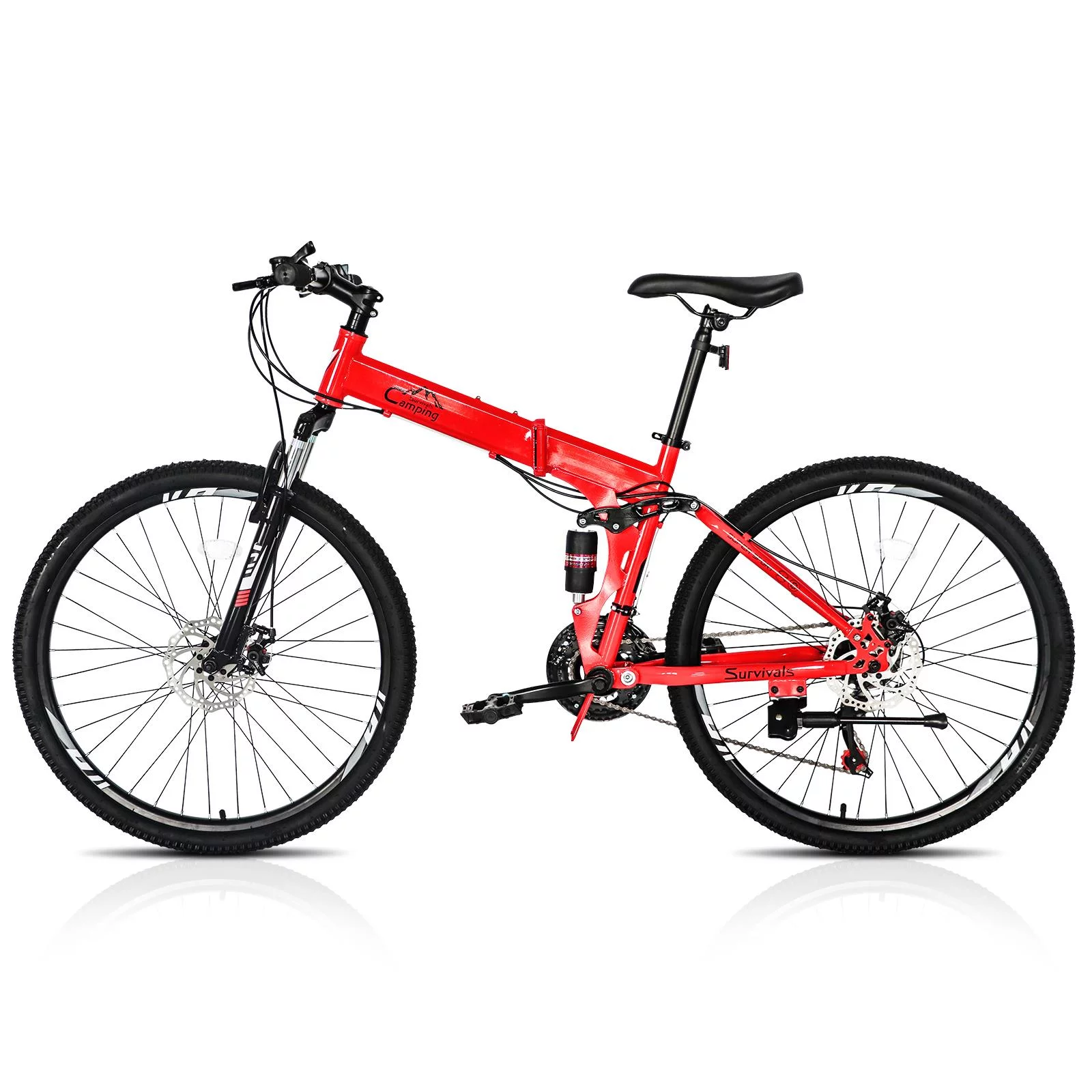 UBesGoo Folding Mountain Bike Shimano 21-Speed, with 26 inch Wheels, Red - Womvr