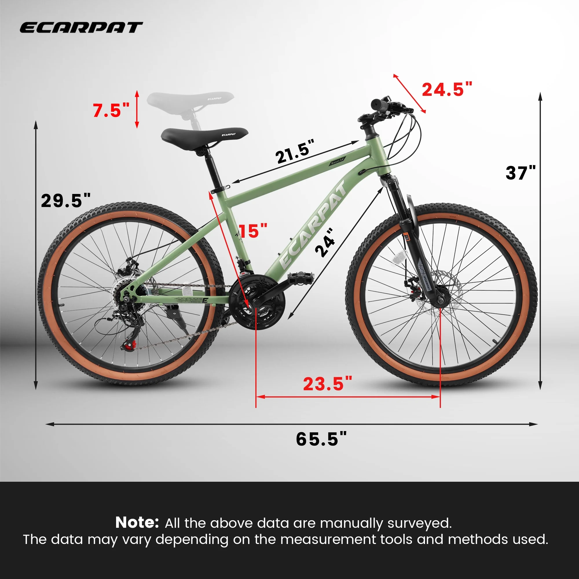 CIYOYO 24 inch Mountain Bike Bicycle for Adults, Shimano 21-Speed Bike with Disc Brake Thumb Shifter, Black - Womvr