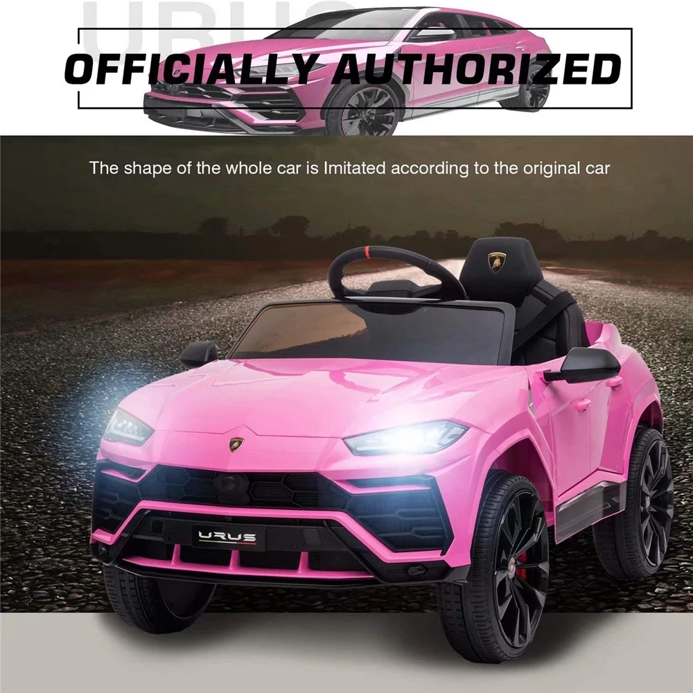 Lamborghini Urus 12V Electric Powered Ride on Car Toys for Girls Boys, Black Kids Electric Vehicles Ride on Toys with Remote Control, Foot Pedal, MP3 Player and LED Headlights, CL61 - Womvr