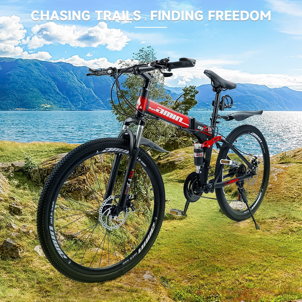 ARTUDATECH Full Suspension Mens Mountain Bike, Shimano 21 Speed, 26 Inch Wheel, Dual Disc Brake Bike for Men Womens Adult Bicycle - Womvr