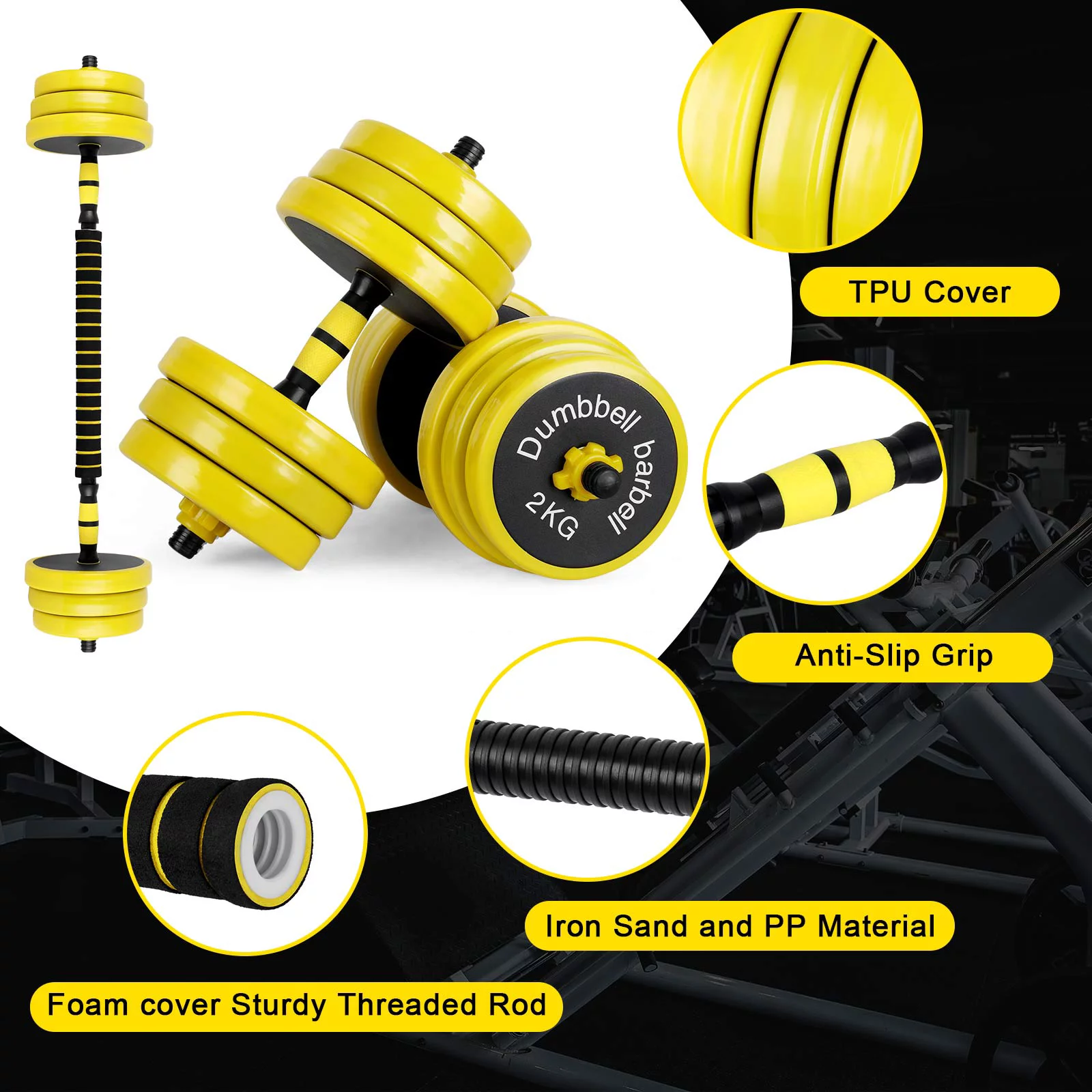 Adjustable Dumbbell Set, Men's And Women's Fitness Free Weight Dumbbell Set, 44 Pounds Of Non-Slip Neoprene Hand - Womvr