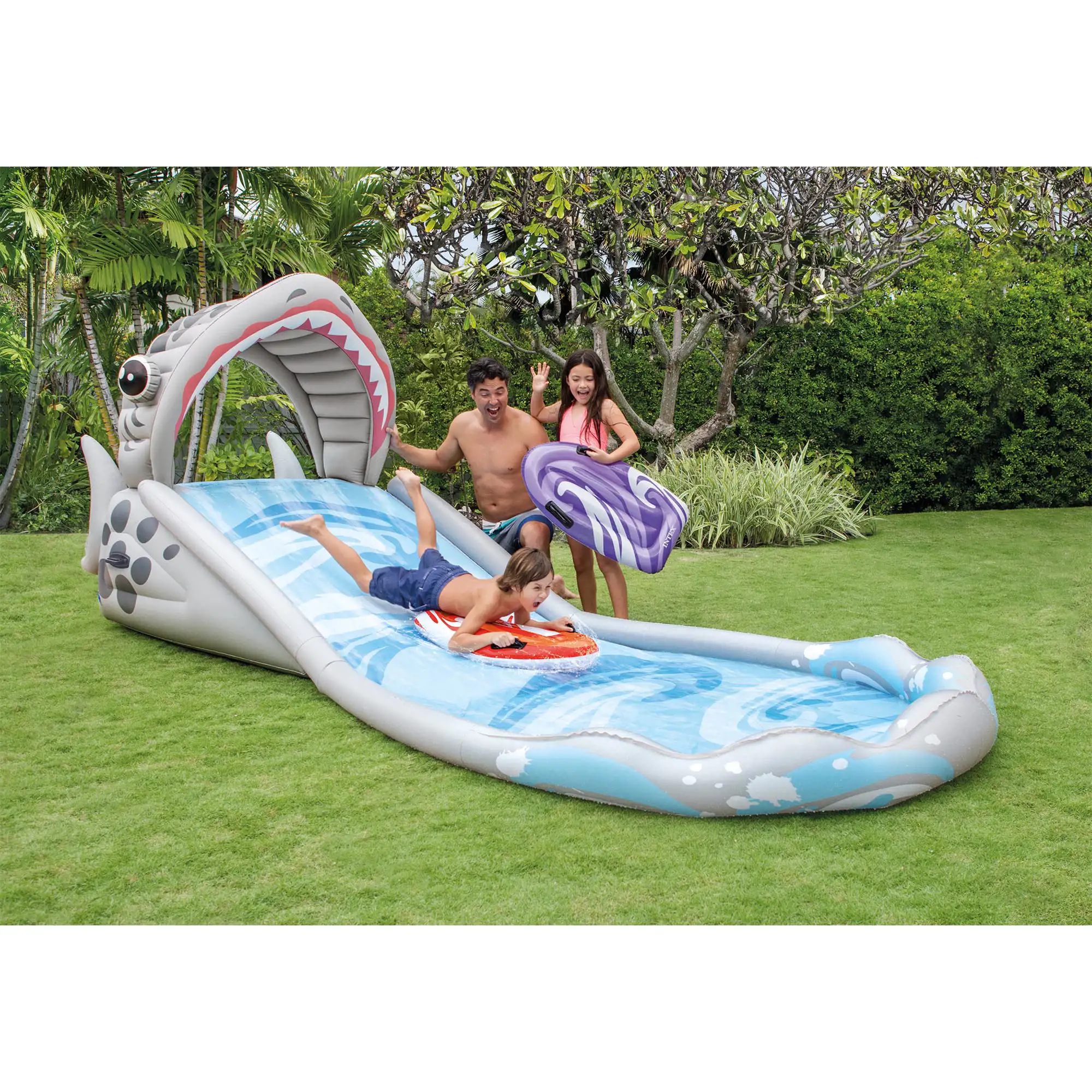 Intex Inflatable Backyard Water Slide with Surf Riders & Electric Air Pump - Womvr