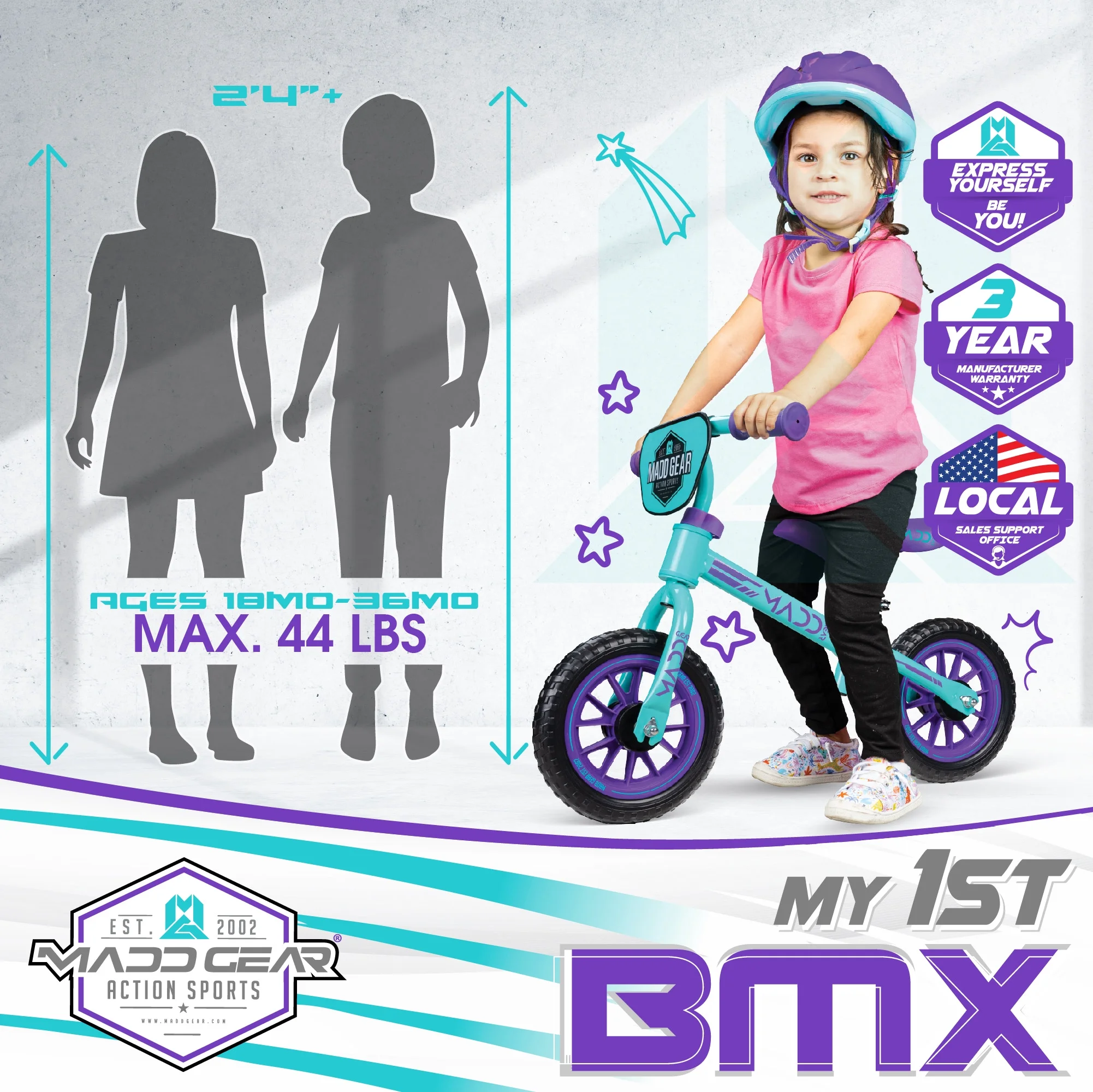 Madd Gear 10-inch Toddlers Balance Bike Lightweight Training Bike - Womvr