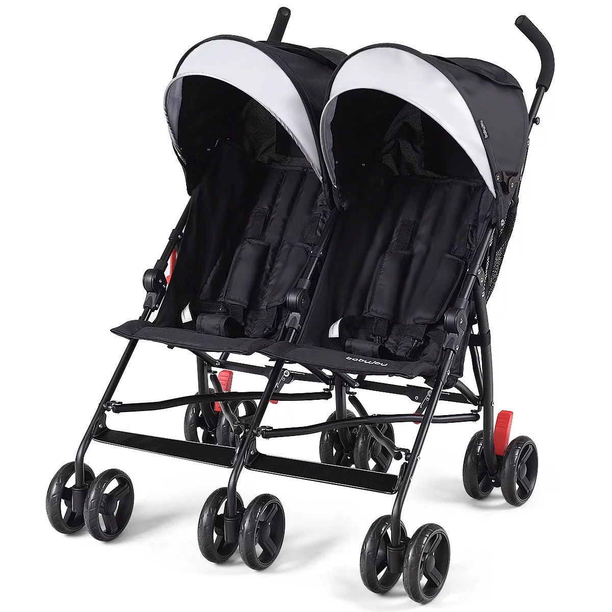 Baby-joy Foldable Twin Baby Double Stroller Kids Ultralight Umbrella Stroller Pushchair Black - Womvr