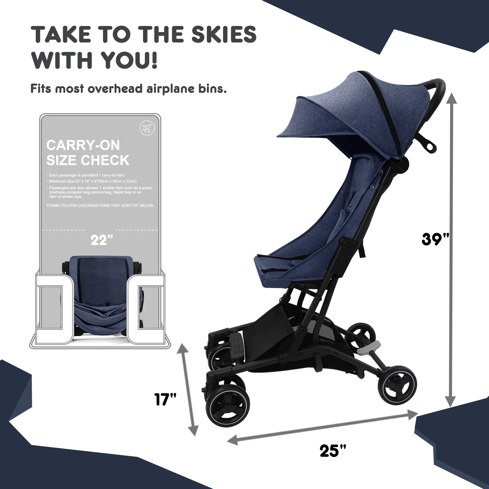HARPPA Lightweight Travel Stroller, Compact Umbrella Stroller for Babies, Easy Folding, Black - Womvr