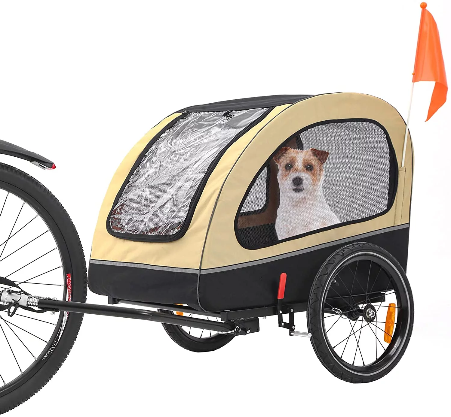 MOJAY Foldable Dog Bike Trailer with Rear Entrance for Small and Medium Pets Under 88 lbs, Outdoor Bike Trailer, Green - Womvr