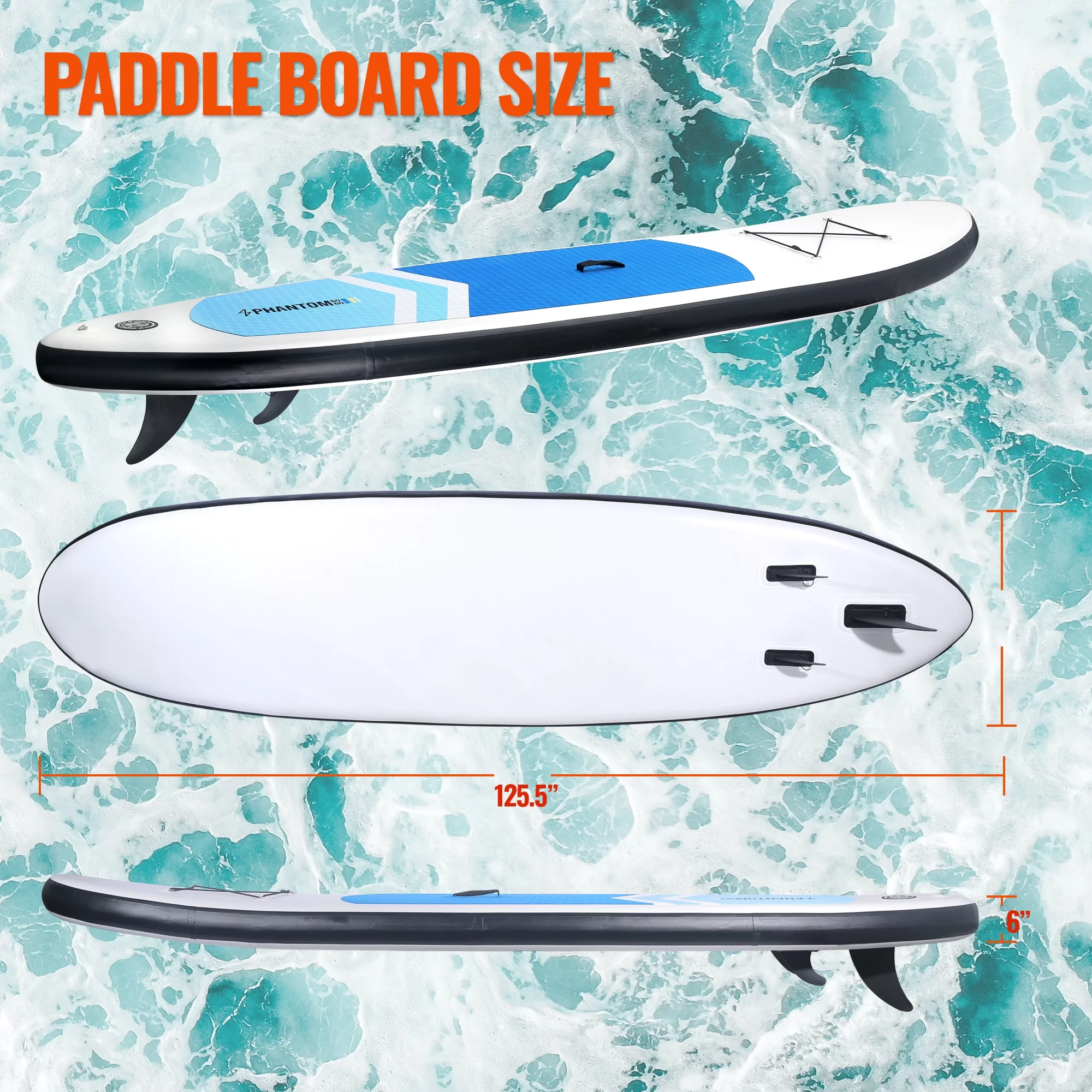 Inflatable Stand Up Paddle Board Premium SUP Accessories & Backpack, Surf Control, Non-Slip Deck, Leash, Paddle and Pump, Youth & Adult Standing Boat (Black/Grey) - Womvr