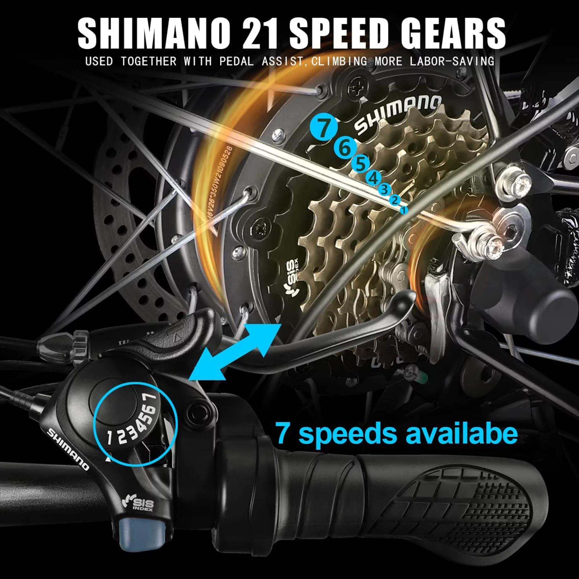 Electric Bike 350W Electric Mountain Bike 21-Speed Shifter Adult Ebike Electric Bicycle for Men Women 36V/10Ah Battery with 3 Working Models, Black - Womvr