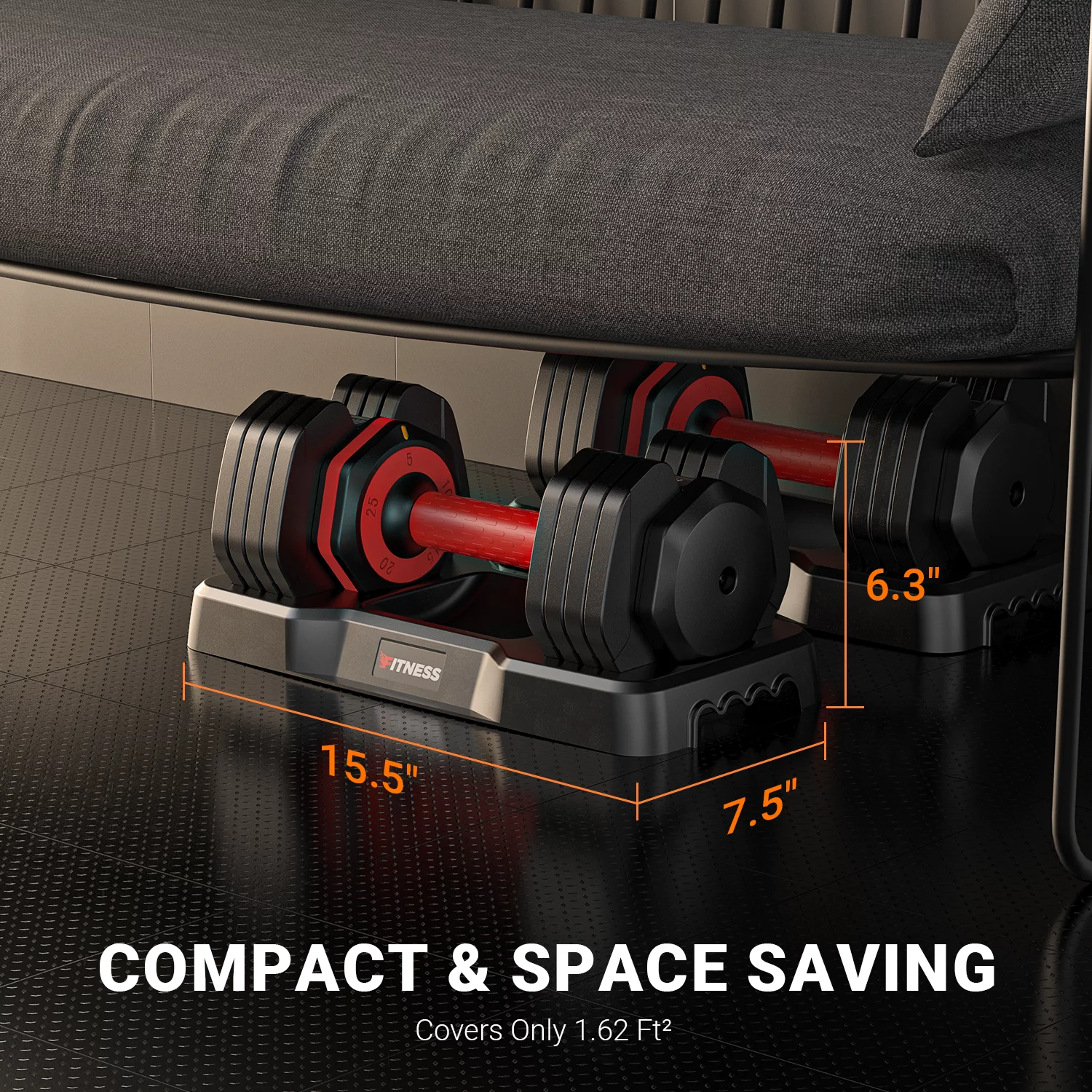 GIKPAL 50lb(25lb*2) 5 in 1 Adjustable Dumbbells 25LB set of 2 Adjustable Free Weights Plates and Rack - Hand Weights for Women and Men - Adjust Weight for Home Gym Full Body Workout Fitness - Womvr