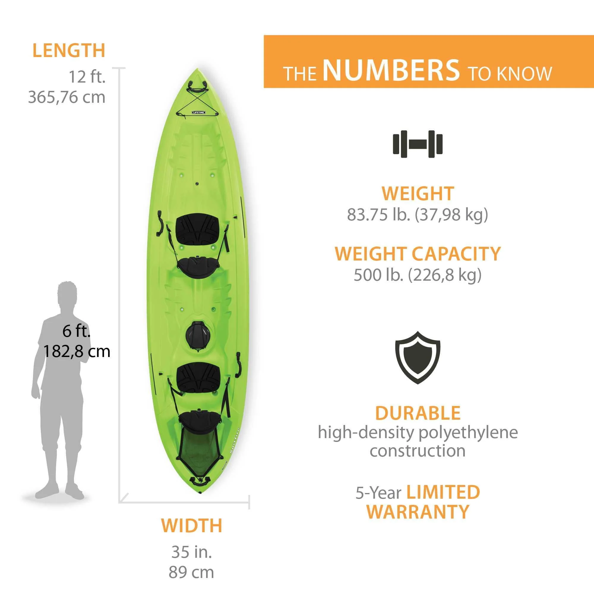Lifetime Spitfire 12T Tandem Kayak, Lime Green - 90476 - Womvr