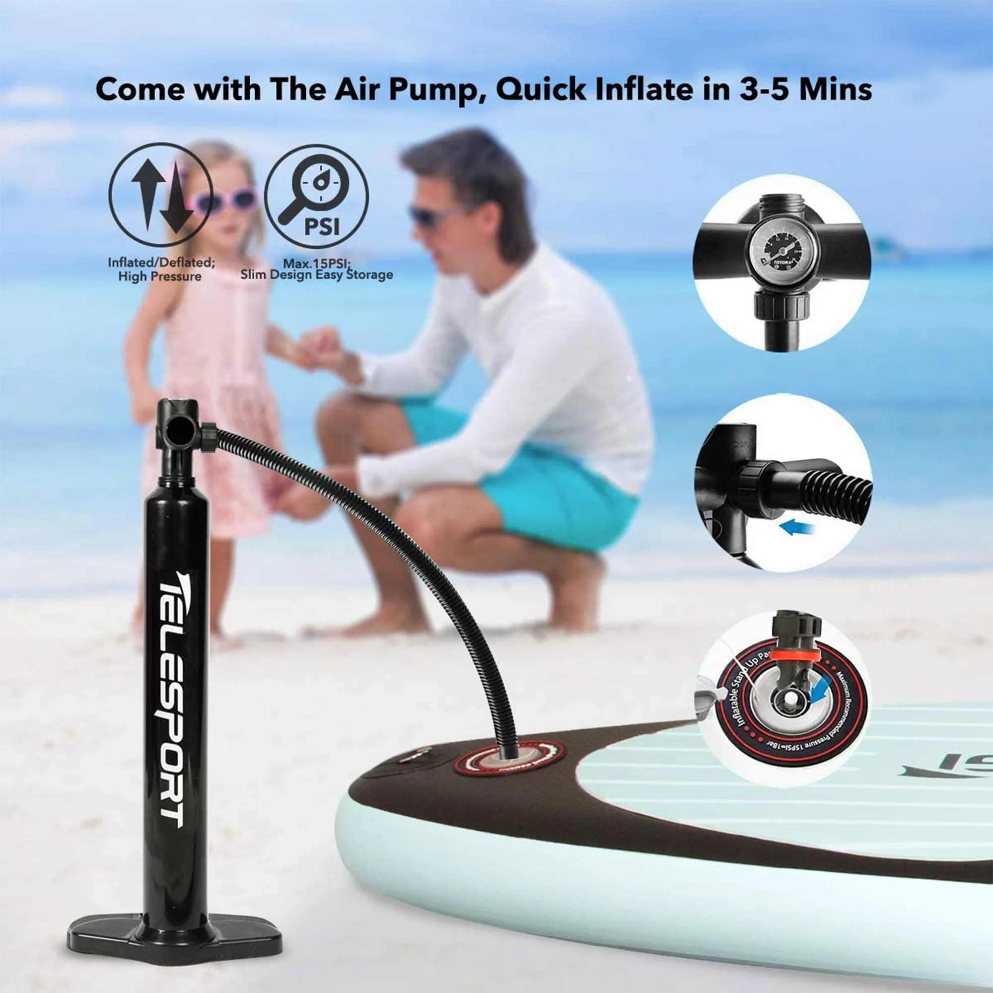 TELESPORT Paddle Boards Inflatable Paddleboard with Accessories, Blue - Womvr