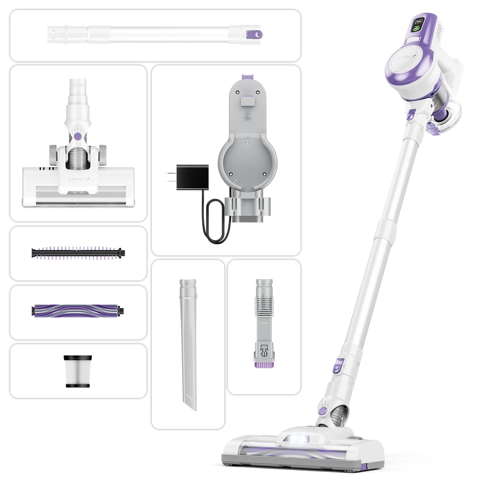 ORFELD V30 Cordless Vacuum Cleaner, 20000Pa Stick Vacuum 2 in 1, Up to 50 Mins Runtime for Home - Womvr