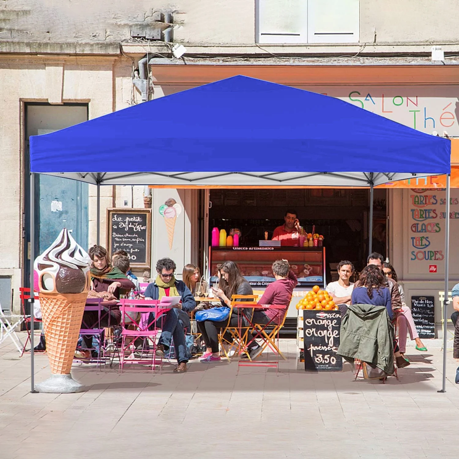 GVDV Canopy Tent, 10x10 ft Easy Pop up Outdoor Canopy Tent, Portable Straight Leg Gazebo Instant Canopy, Blue - Womvr