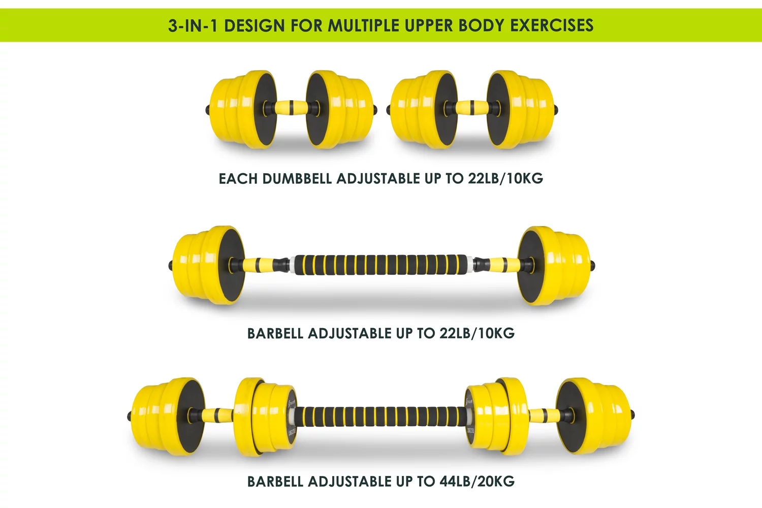 ProsourceFit Adjustable Dumbbells and Barbell Set, 44LB - Womvr
