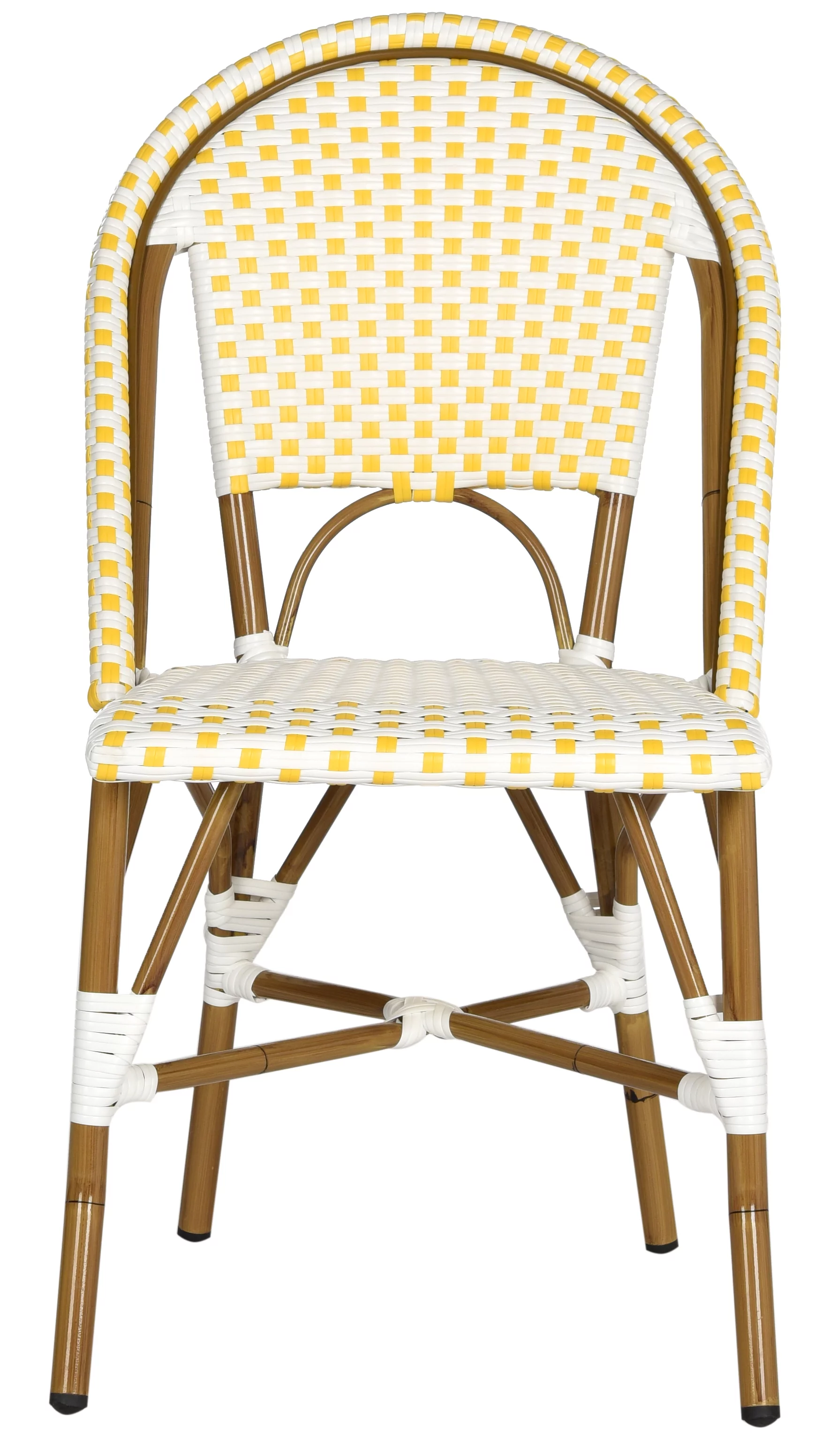 SAFAVIEH Salcha Outdoor French Bistro Side Chair, Blue/White, Set of 2 - Womvr