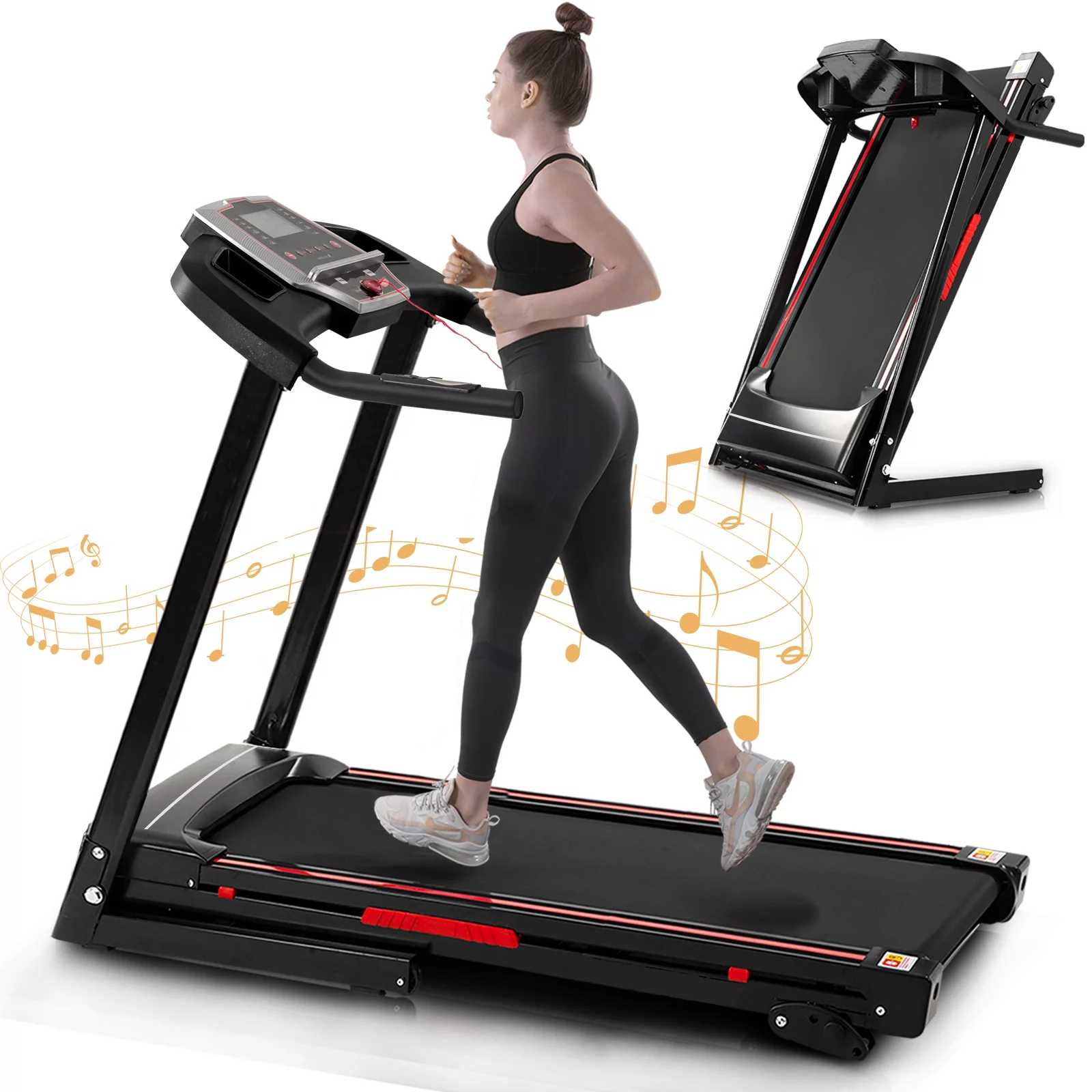 CIYOYO Folding Treadmills for Home, 3.5HP Electric Treadmill with Incline for Running Walking Jogging Exercise, 12 Preset Programs, 300LBS Max Whight - Womvr