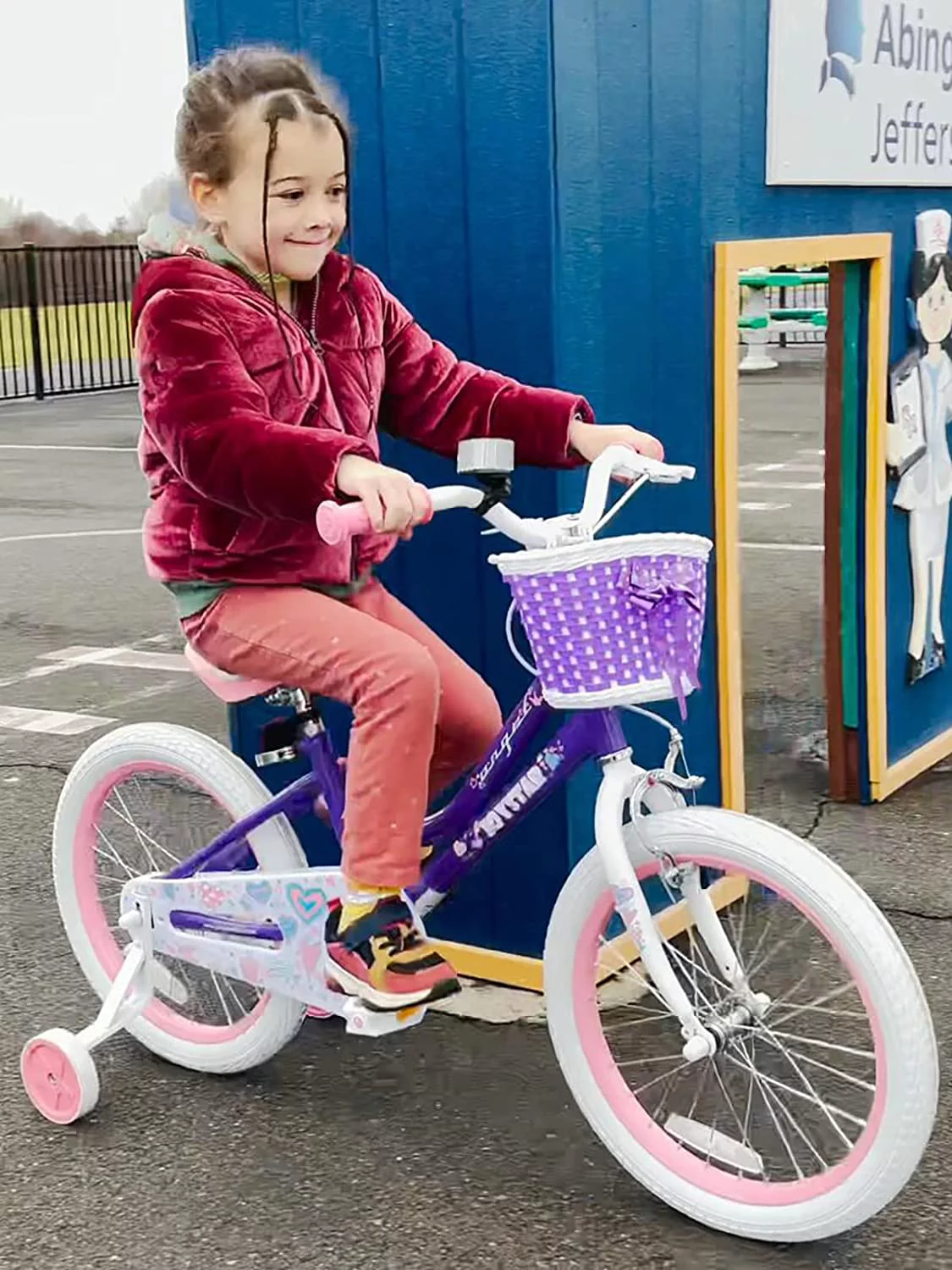 JOYSTAR Angel Girls Bike for Toddlers and Kids Ages 2-9 Years Old, 12 14 16 18 Inch Kids Bike with Training Wheels & Basket, 18 in Girl Bicycle with Handbrake & Kickstand - Womvr
