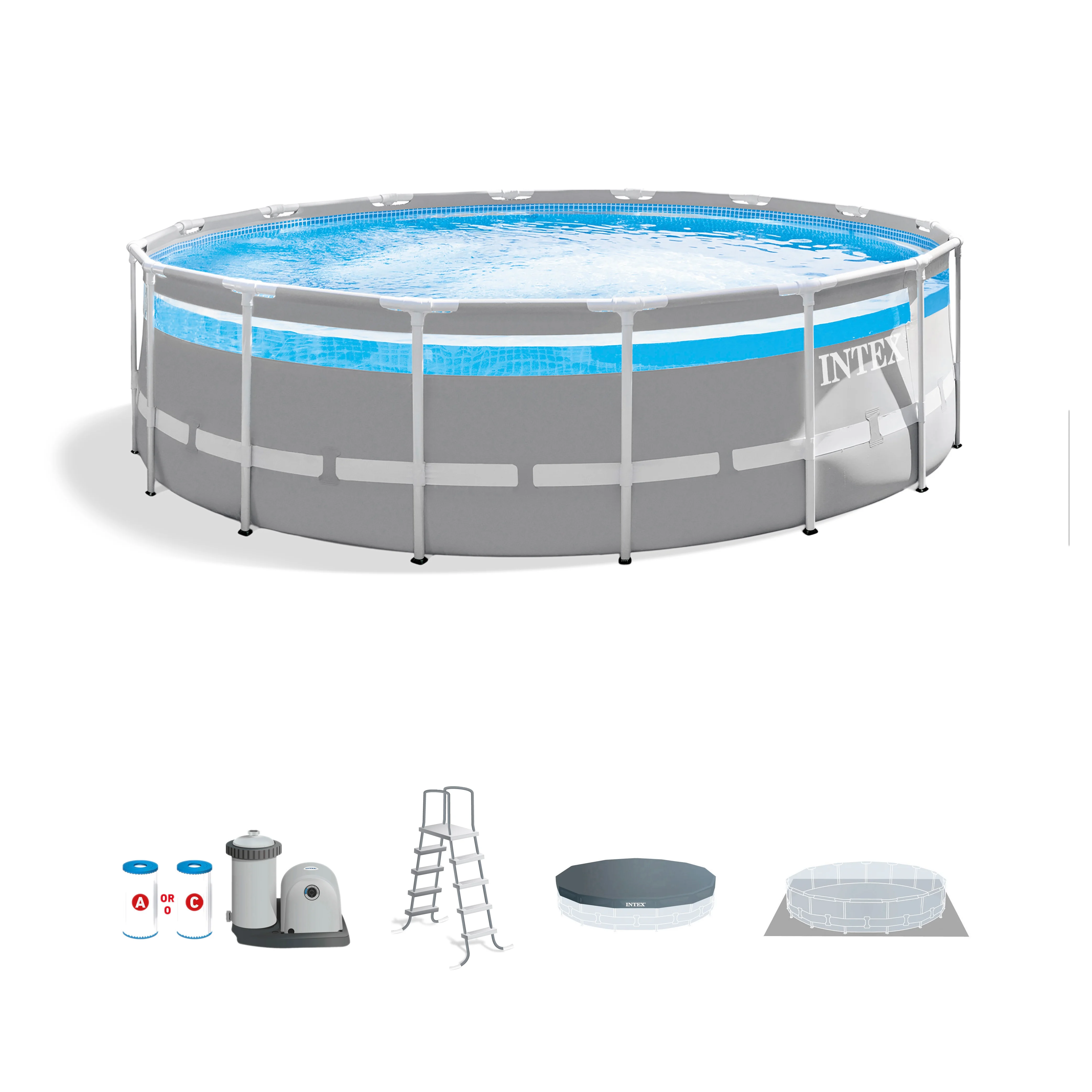 Intex 26729EH 16ft x 48in Clearview Prism Above Ground Swimming Pool w/Pump - Womvr