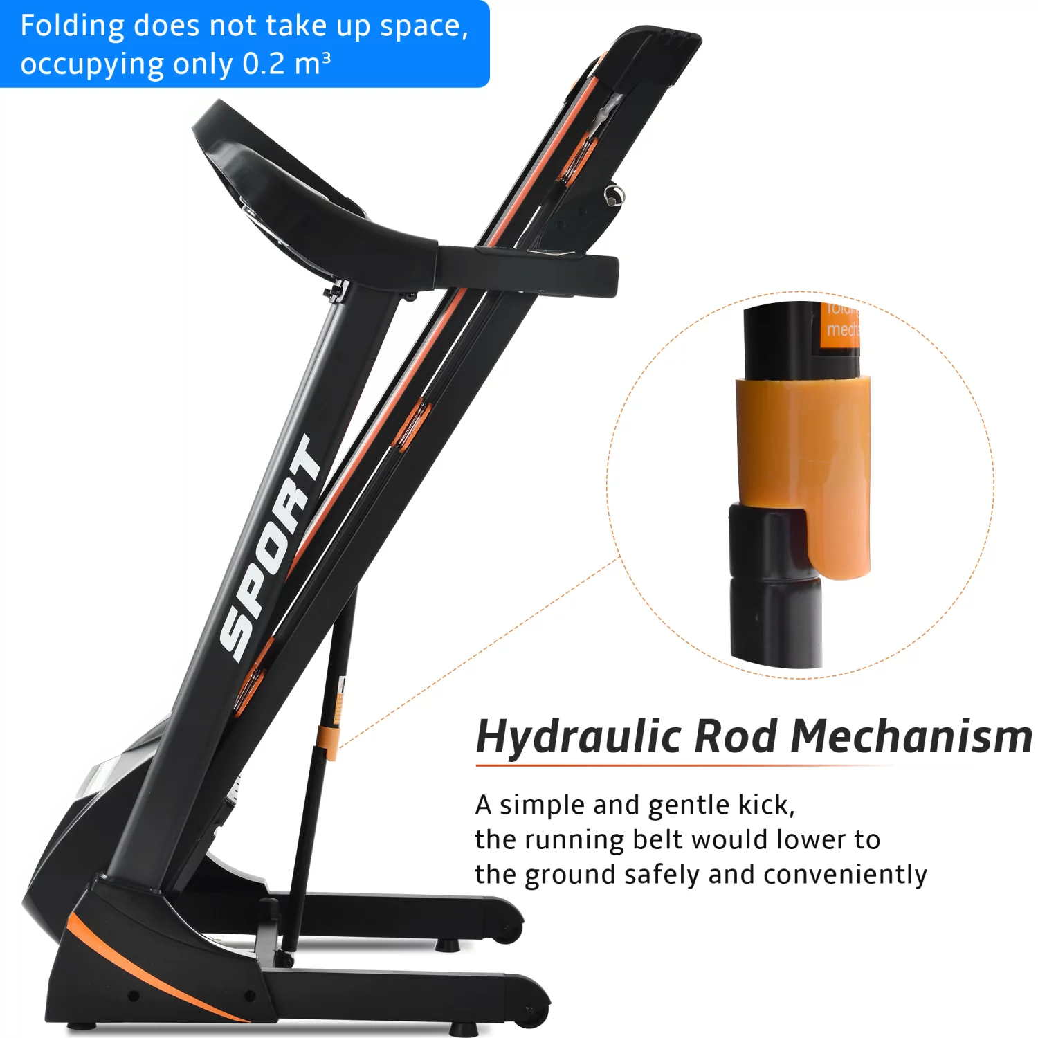 Folding 3.5 HP Treadmill 330 LB Capacity for Home, 15% Manual Incline Running Machine with & Strong Shock Absorption, Easy Assembly & Space Saver for Home Office Workout - Womvr