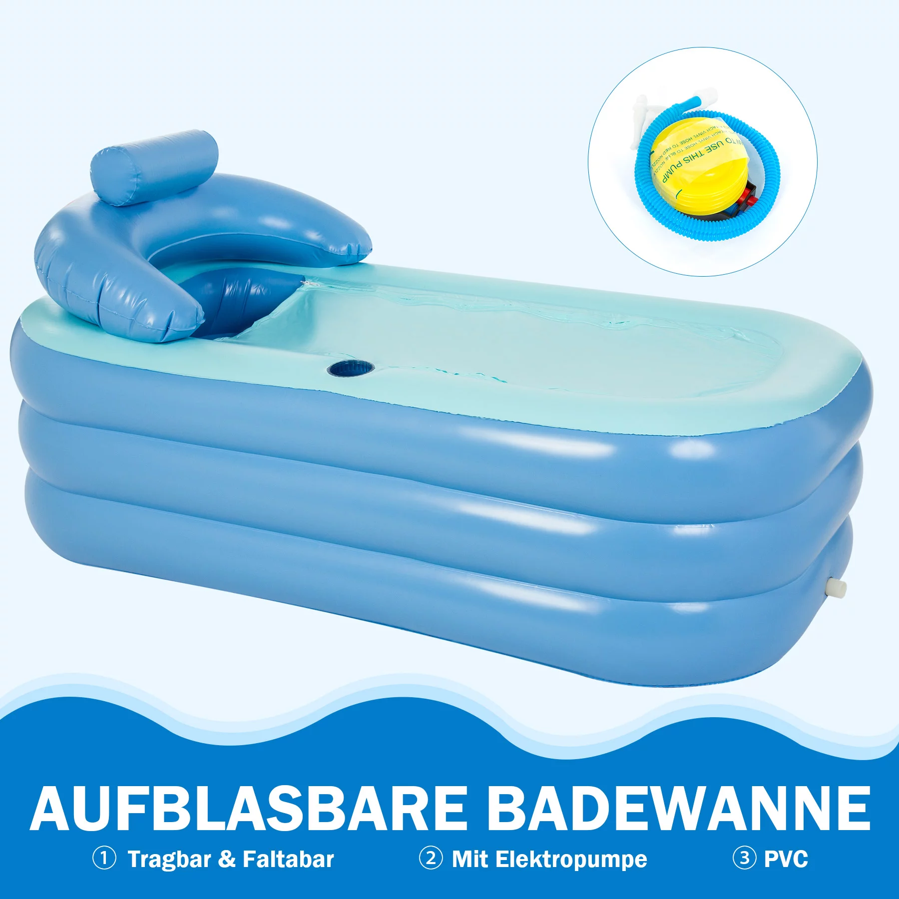 CO-Z 4-6 Person 7' Blow-Up Hot Tub with 130 Air Jets Cover Electric Pump Portable Pool, Gray - Womvr