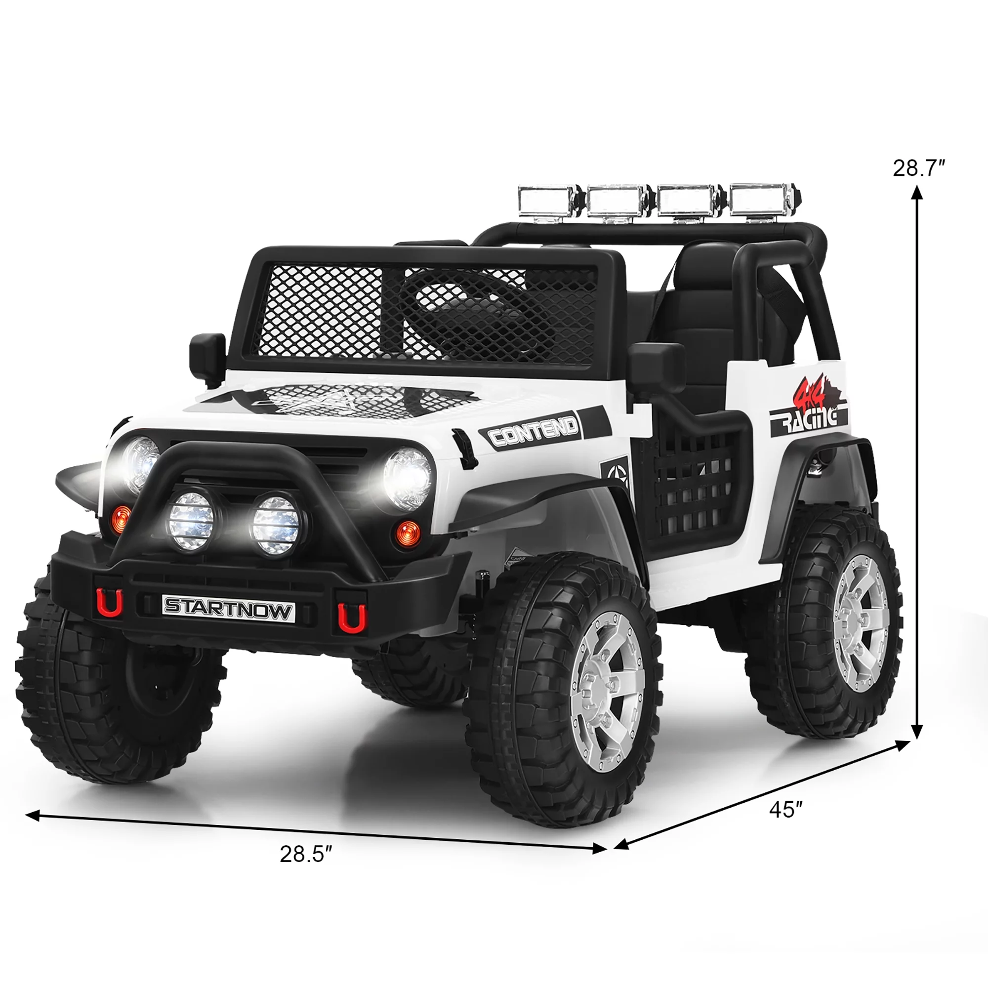 Costway 12V Kids Ride On Truck Remote Control Electric Car with Lights&Music Red - Womvr