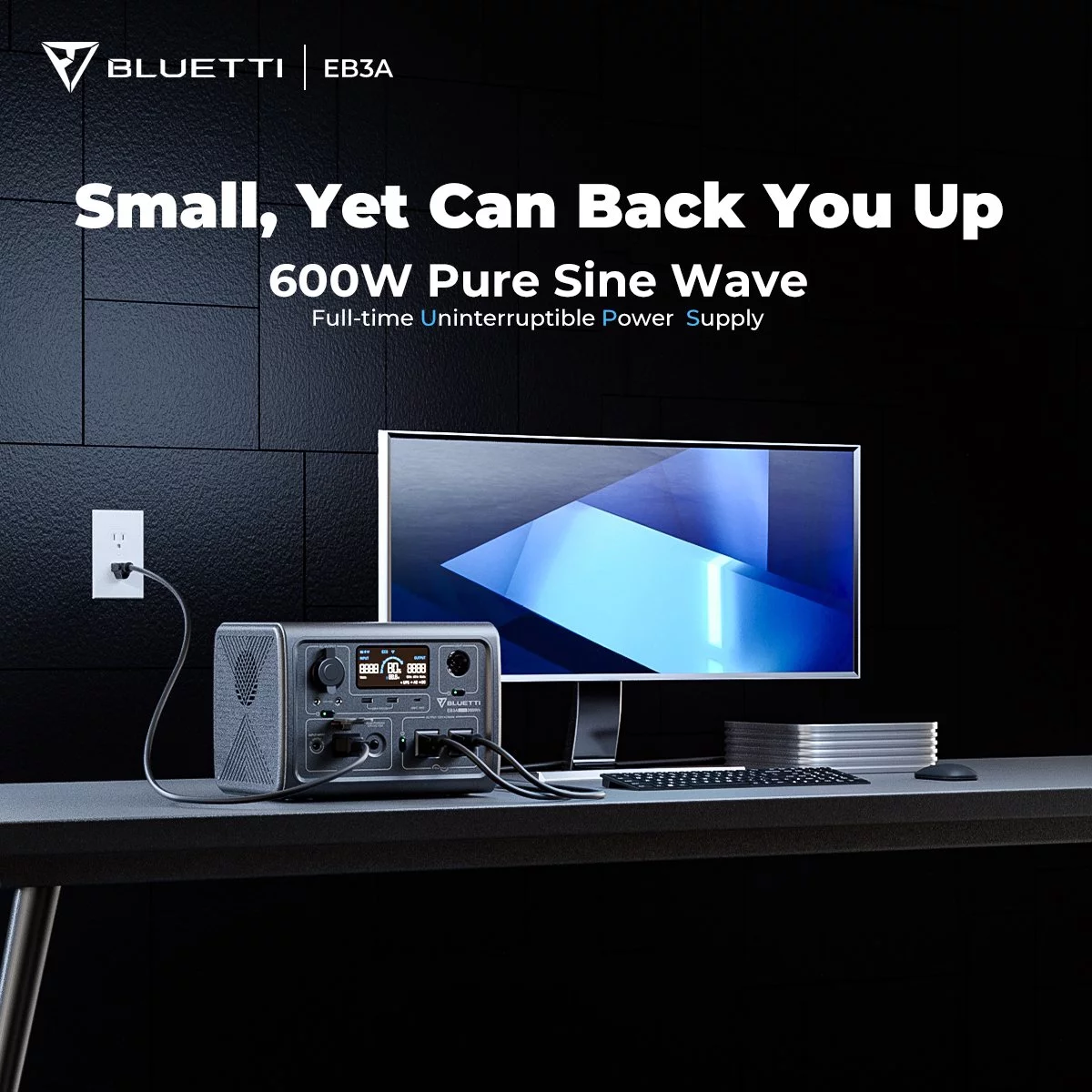 Bluetti EB3A Portable Solar Power Station,268Wh Capacity Solar Generator,600W (1200W Surge) AC Output, Fast 30-Minute Recharge to 80%,for Outdoor Camping - Womvr