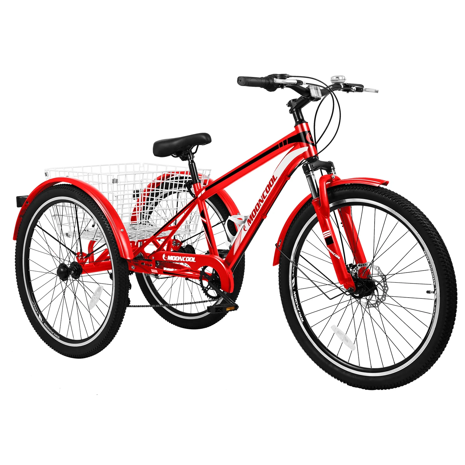 Docred Adult Tricycle, 7 Speed Three Wheel Mountain Bike, 24/26/27.5 inch Adults Trikes ,Load capacity 420 lbs - Womvr