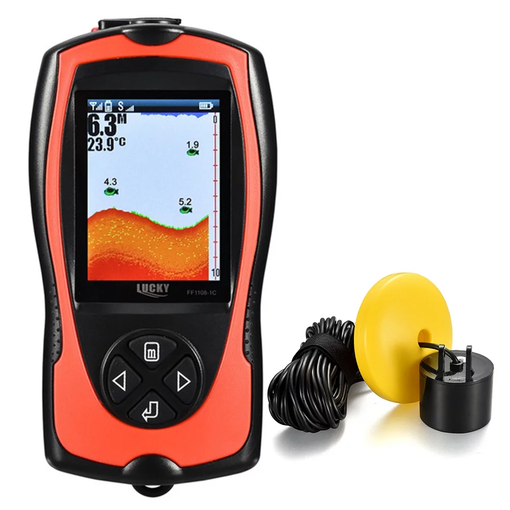 LUCKY FF1108-1CT Portable Fish Finder 100M/300FT Depth Fish Alarm Wired Fish Detector - Womvr