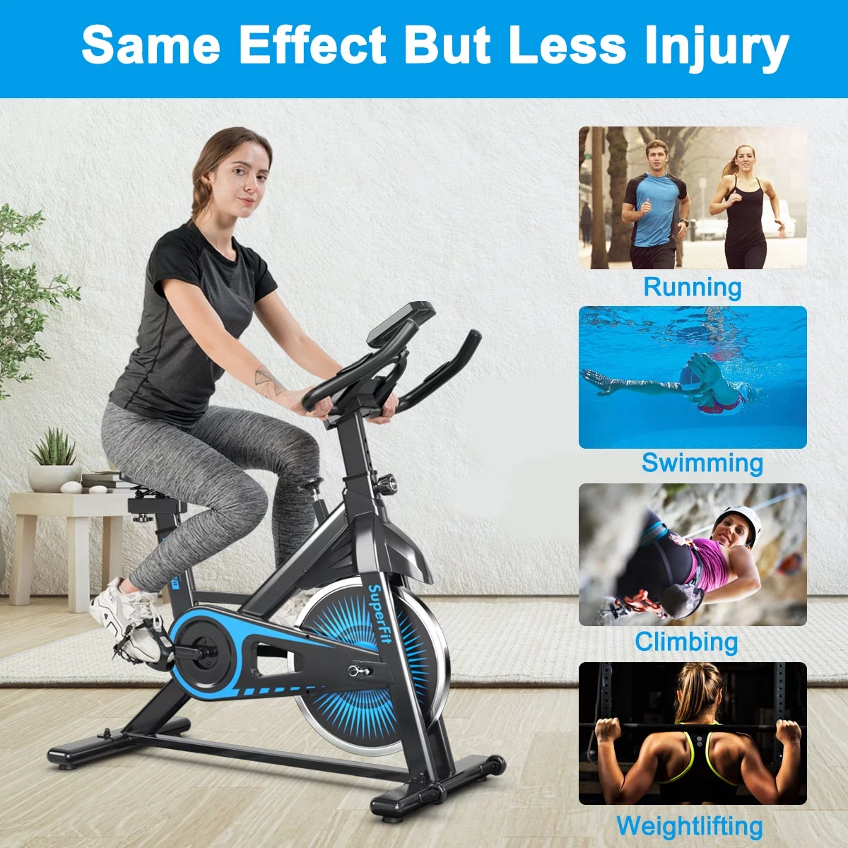 SuperFit Indoor Cycling Stationary Bike Belt Drive Adjustable Resistance - Womvr