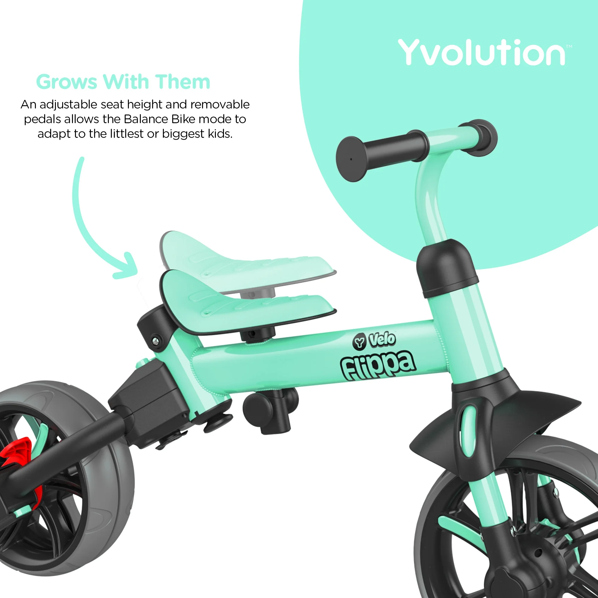 Yvolution Velo Flippa 4-in-1 Triicycle to Balance Bike 2-5 Years (Red) Unisex - Womvr