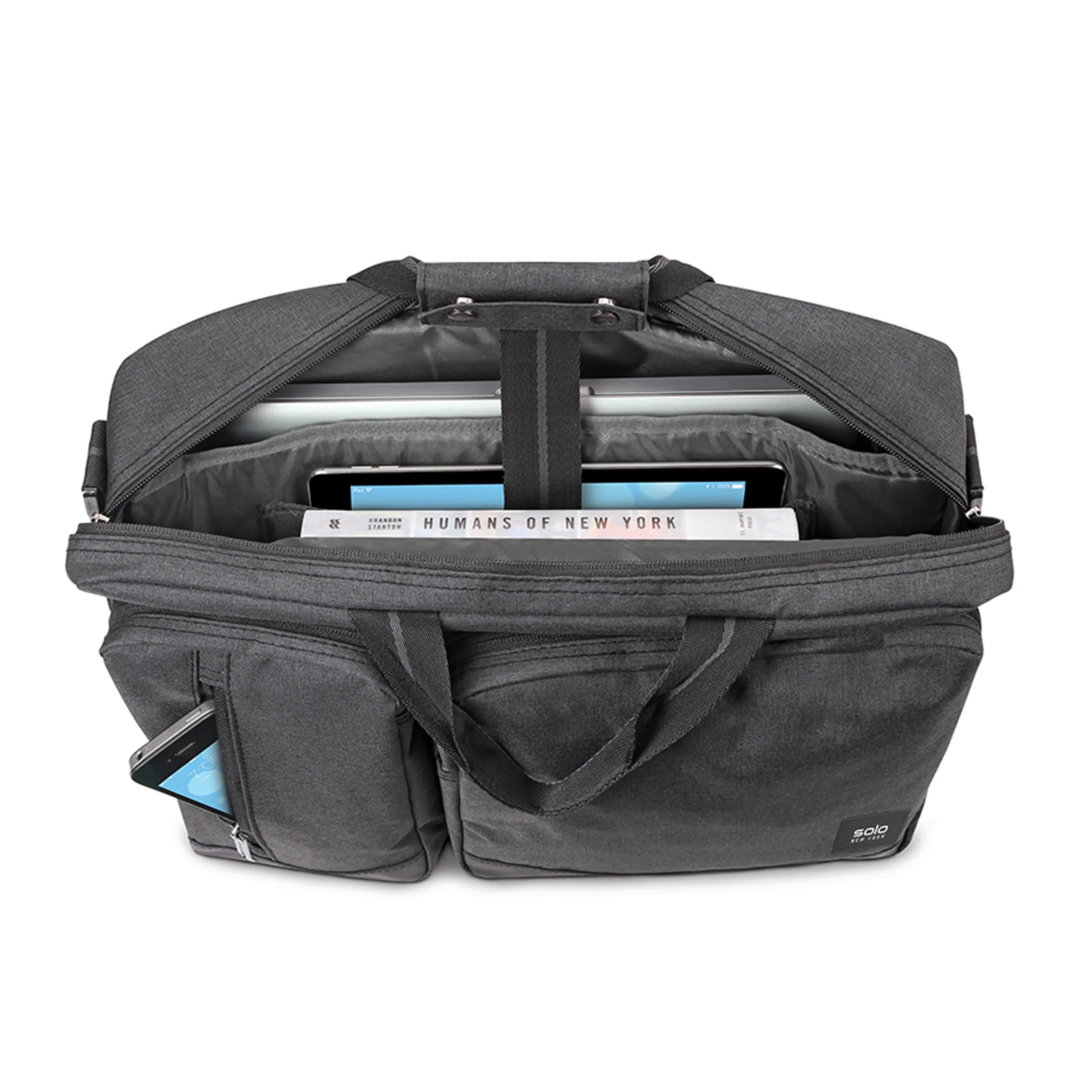 Solo New York Duane Hybrid Briefcase Backpack, Gray, Laptop Tote - Womvr