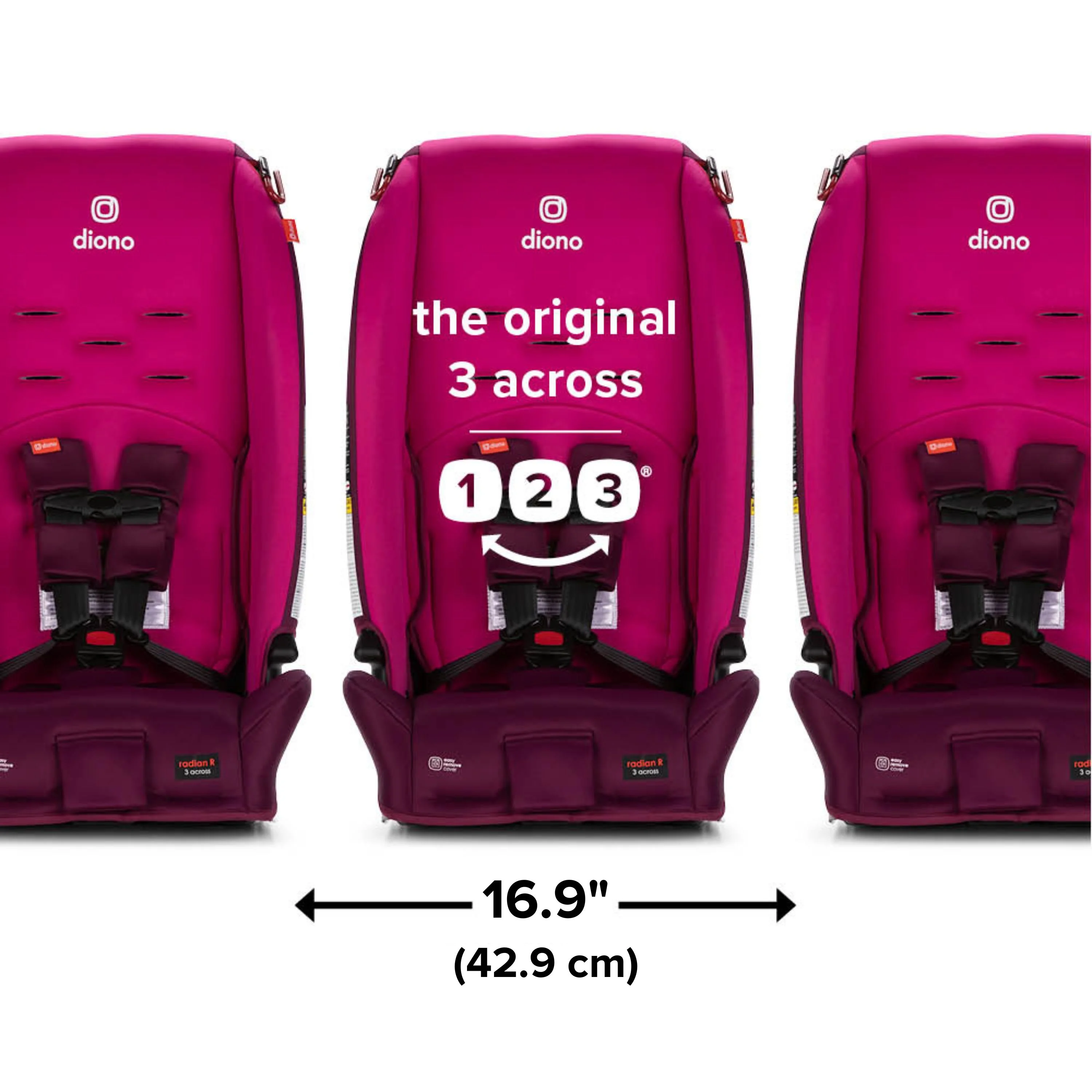 Diono Radian 3R All-in-One Convertible Car Seat, Slim Fit 3 Across, Black - Womvr